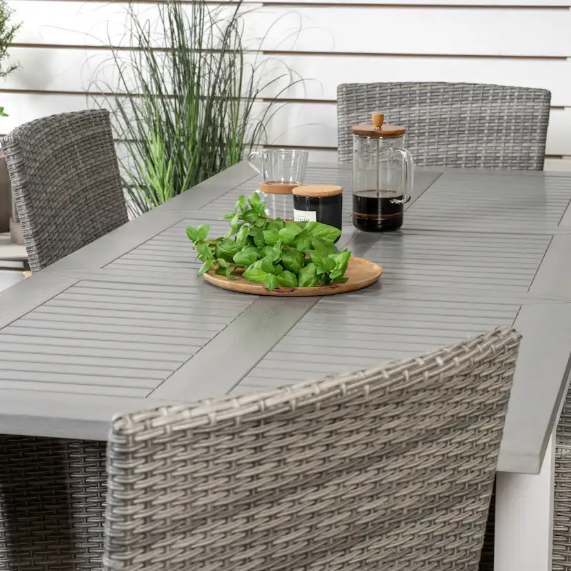 Albany Dining Table 152/210*90 - White Alu / Grey Aintwood+M Grå