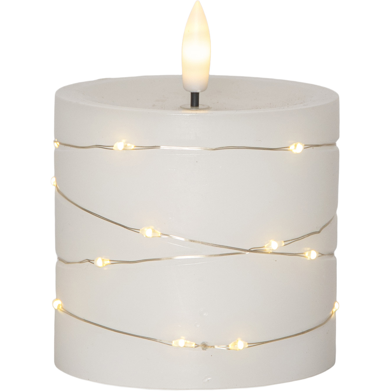 LED Blockljus Flamme Dew Vit 8x9,5 cm Höjd: 100 Mm