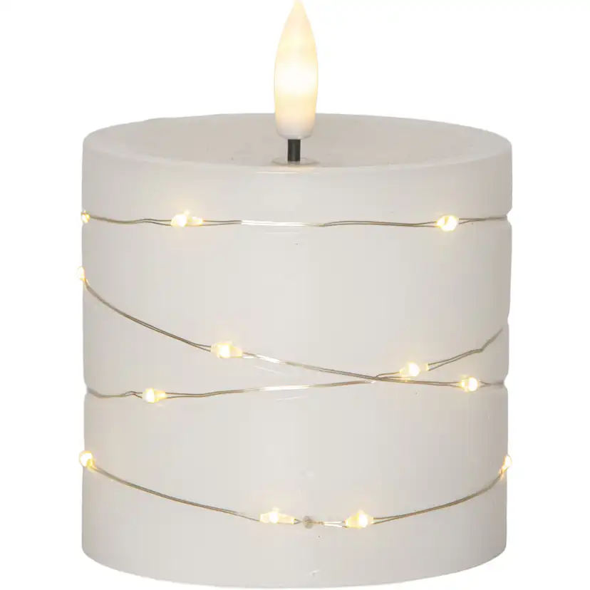 LED Blockljus Flamme Dew Vit 8x9,5 cm Höjd: 100 Mm