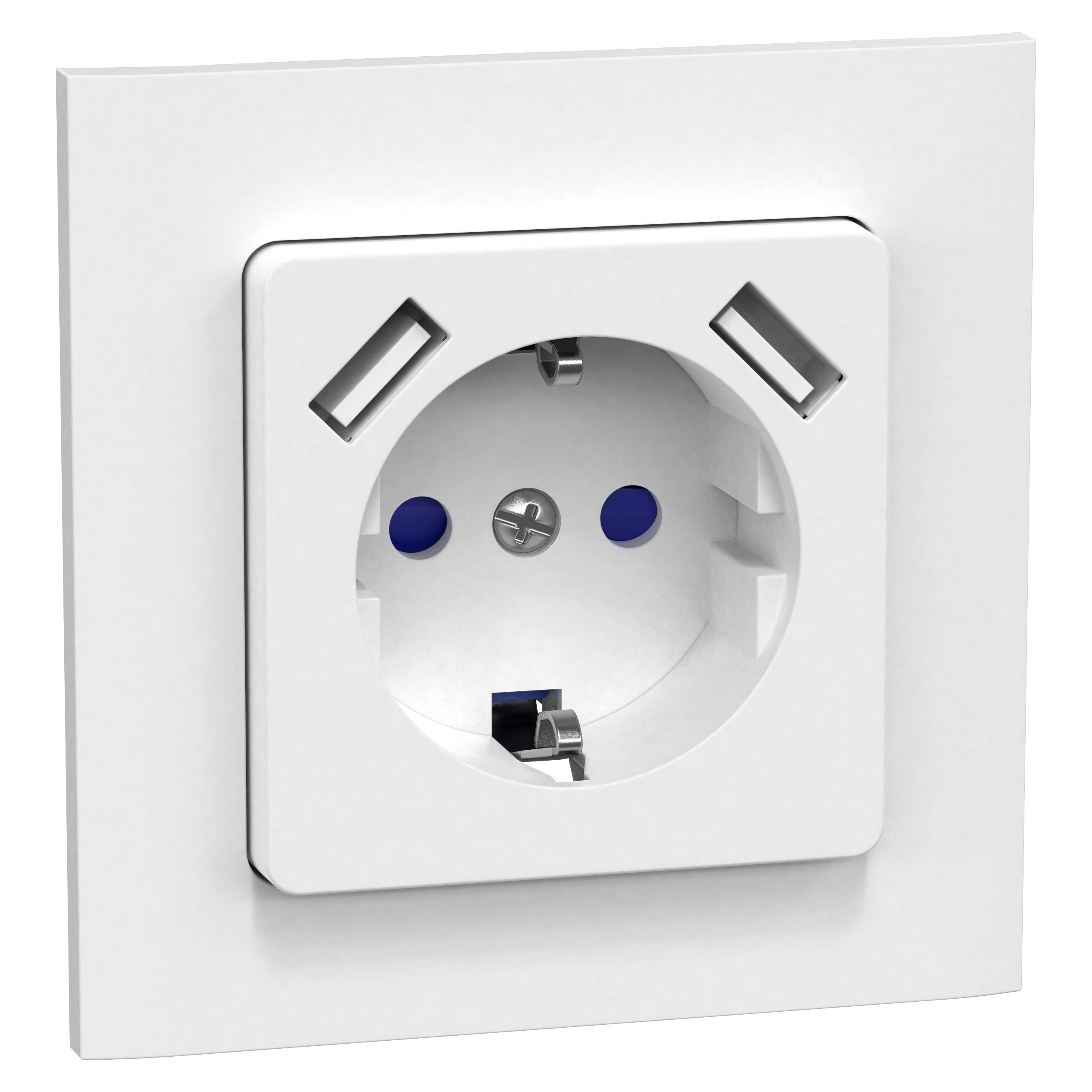 Vägguttag Gelia 1-vägs + 2USB Infälld Jordat