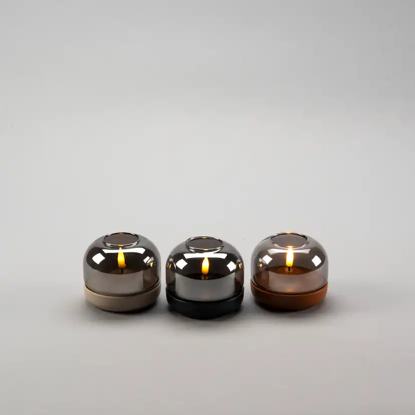 Ljus med glasdekoration LED Beige