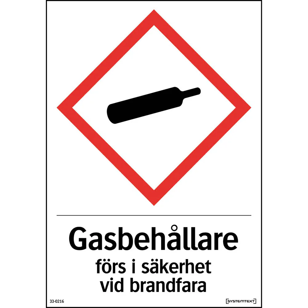 Skylt Systemtext Gas Brandfarlig Dekal