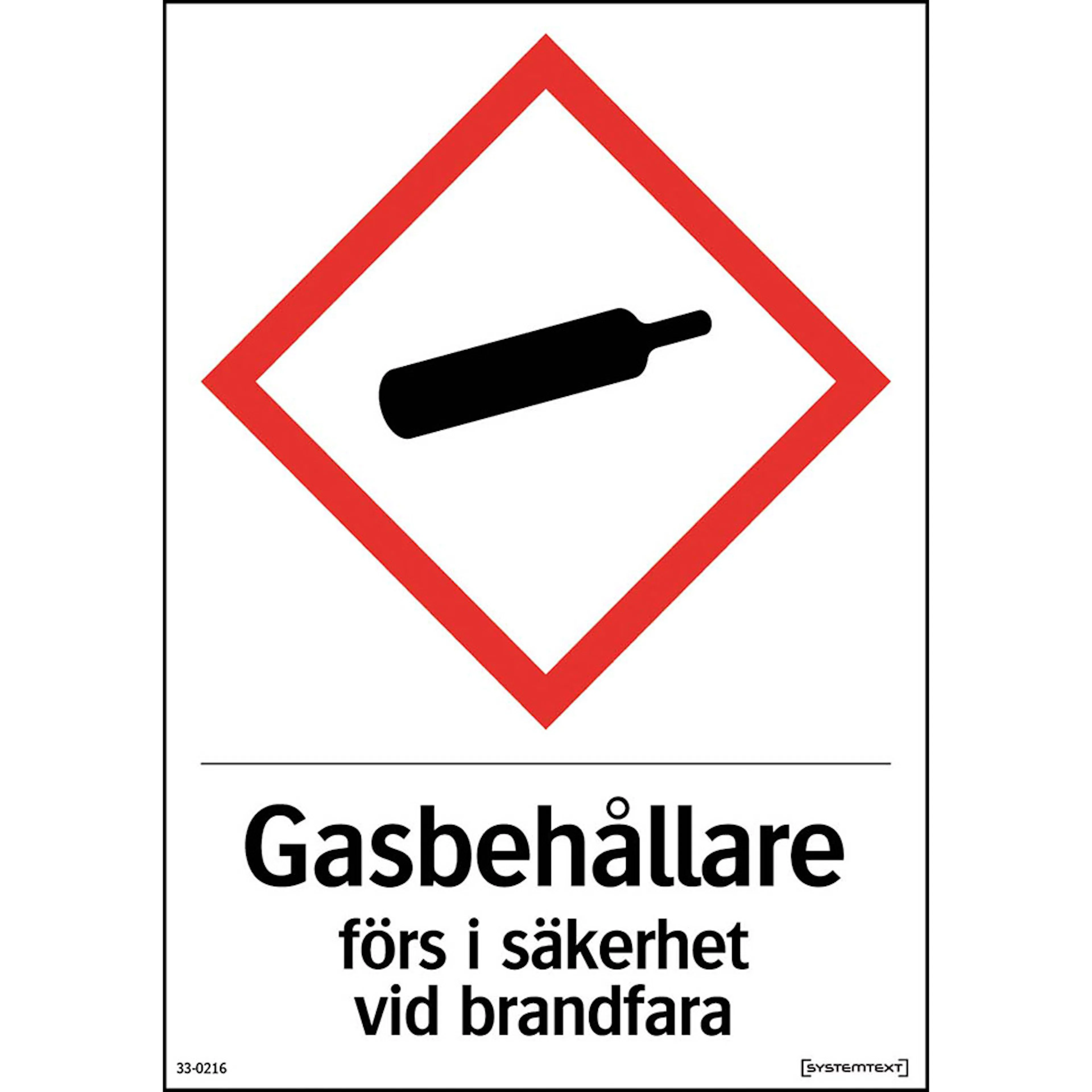 Skylt Systemtext Gas Brandfarlig Dekal