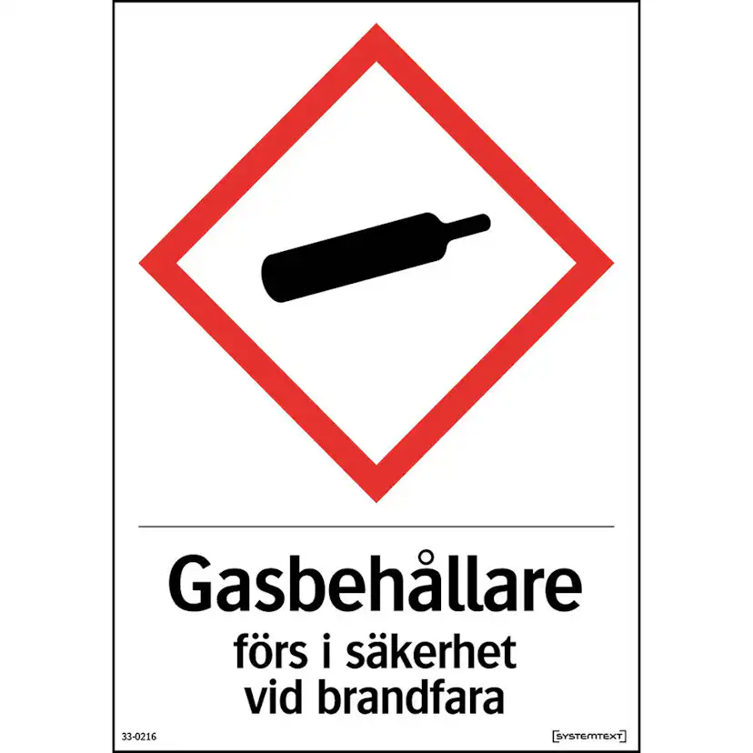 Skylt Systemtext Gas Brandfarlig Dekal