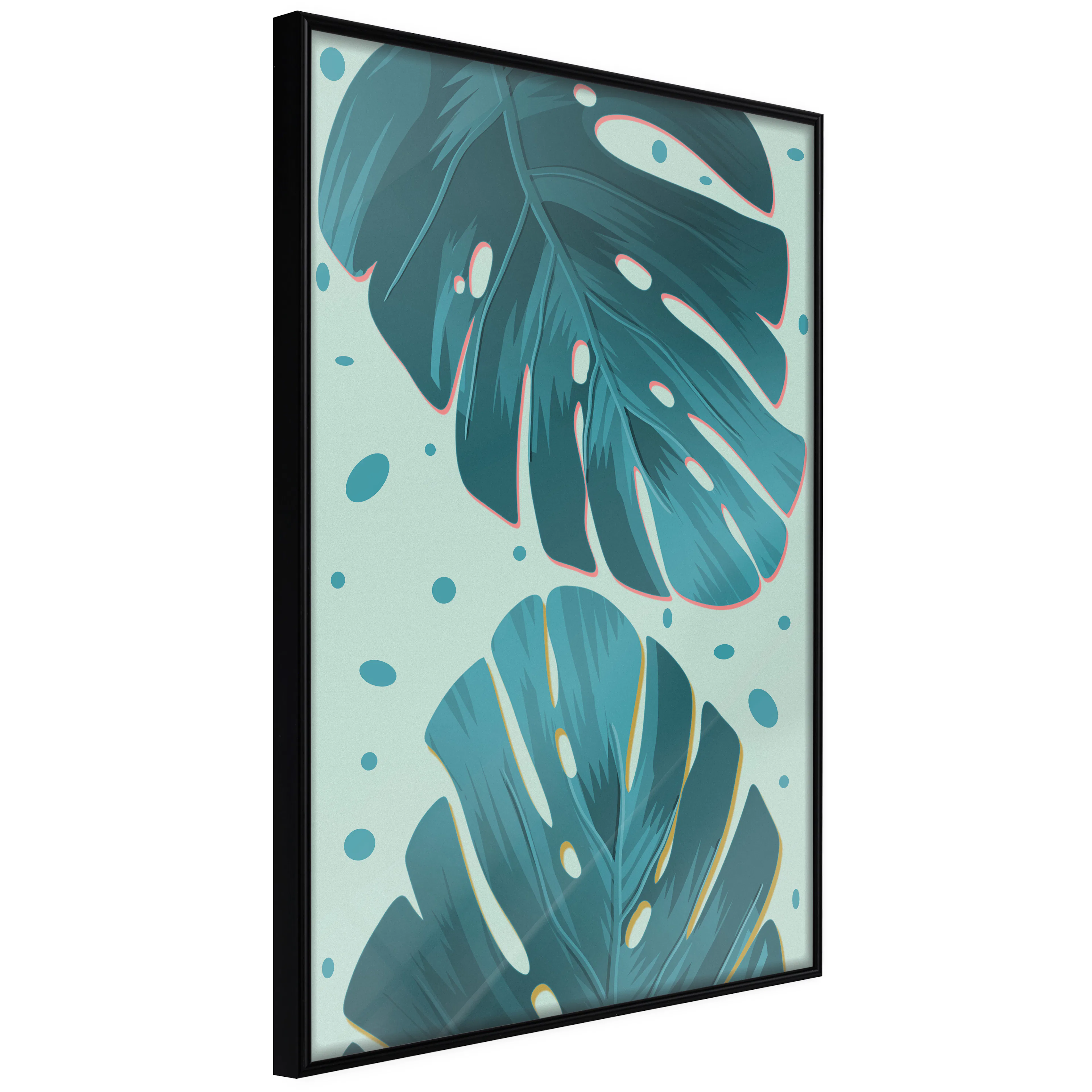 Affisch - Dewy Leaves [Poster] 40x60 Svart ram, 40x60 cm