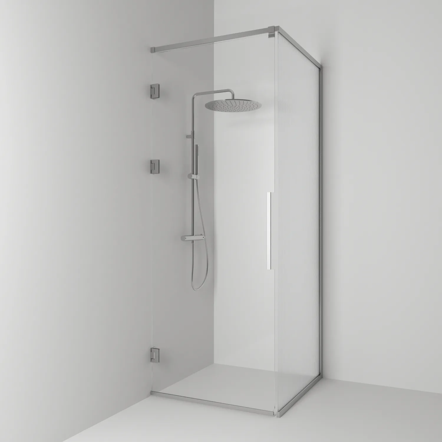 Hörn Langfoss Ma/Li 90x92x230 BxDxH: 900 x 920 x 2300 mm, Profil: Alu matt, Linjeglas