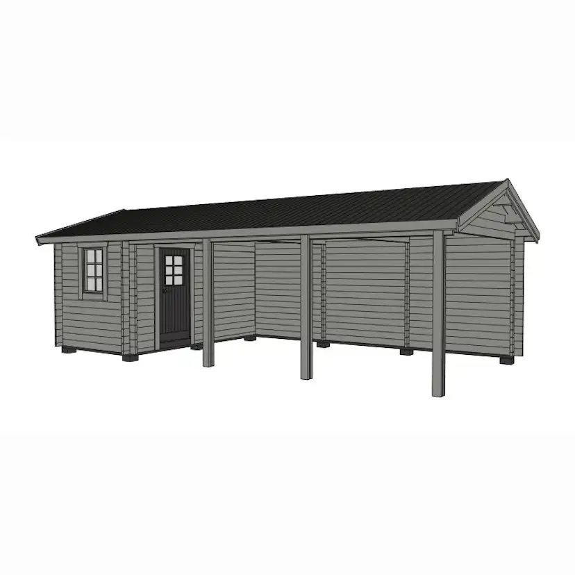 Carport Baseco Grannäs 31 m² med Förråd & Sadeltak