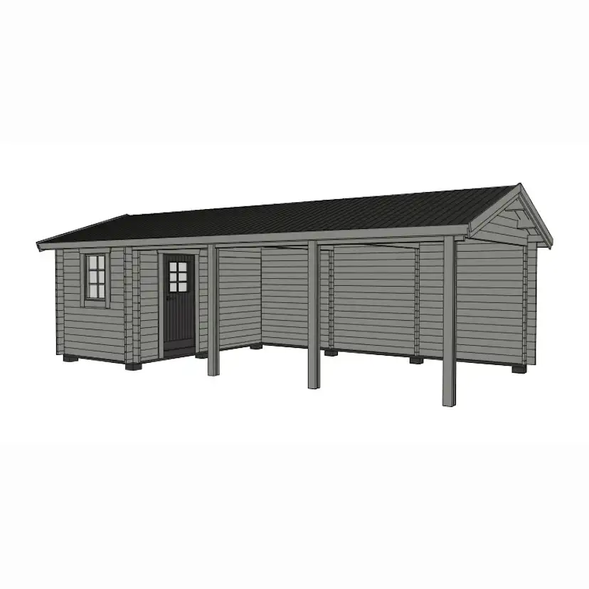 Carport Baseco Grannäs 31 m² med Förråd & Sadeltak