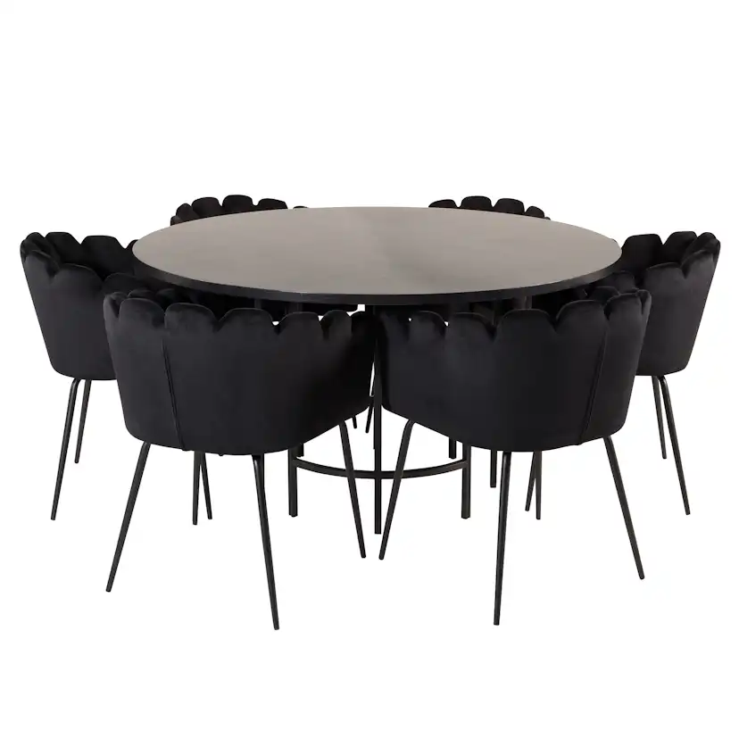 Matgrupp furniture/fashion Copenhagen med 6 Svarta Limhamn Stolar