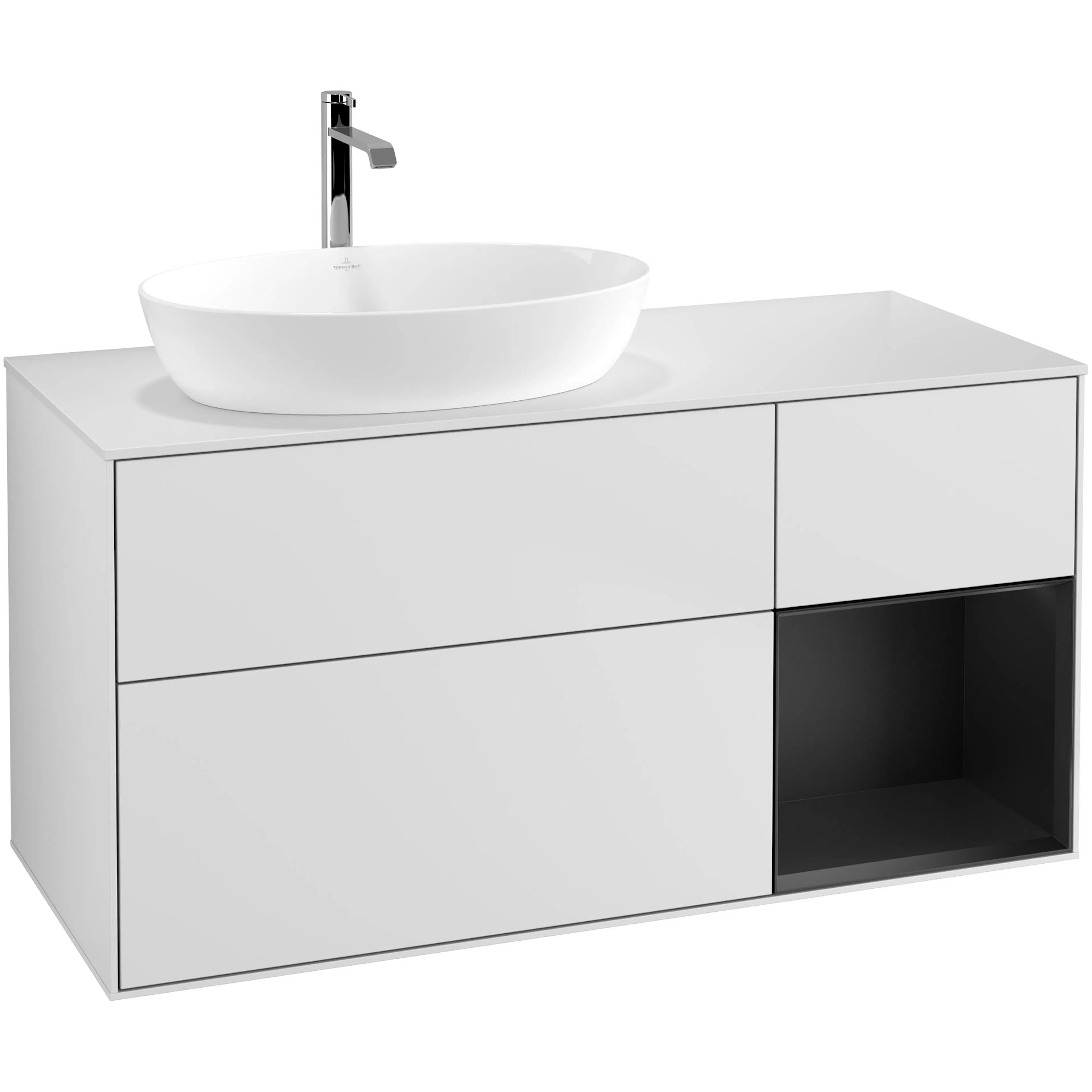 Tvättställsskåp Villeroy & Boch Finion med 3 Lådor Hylla och Bänkskiva för Ocentrerat Tvättställ från Artis & Collaro