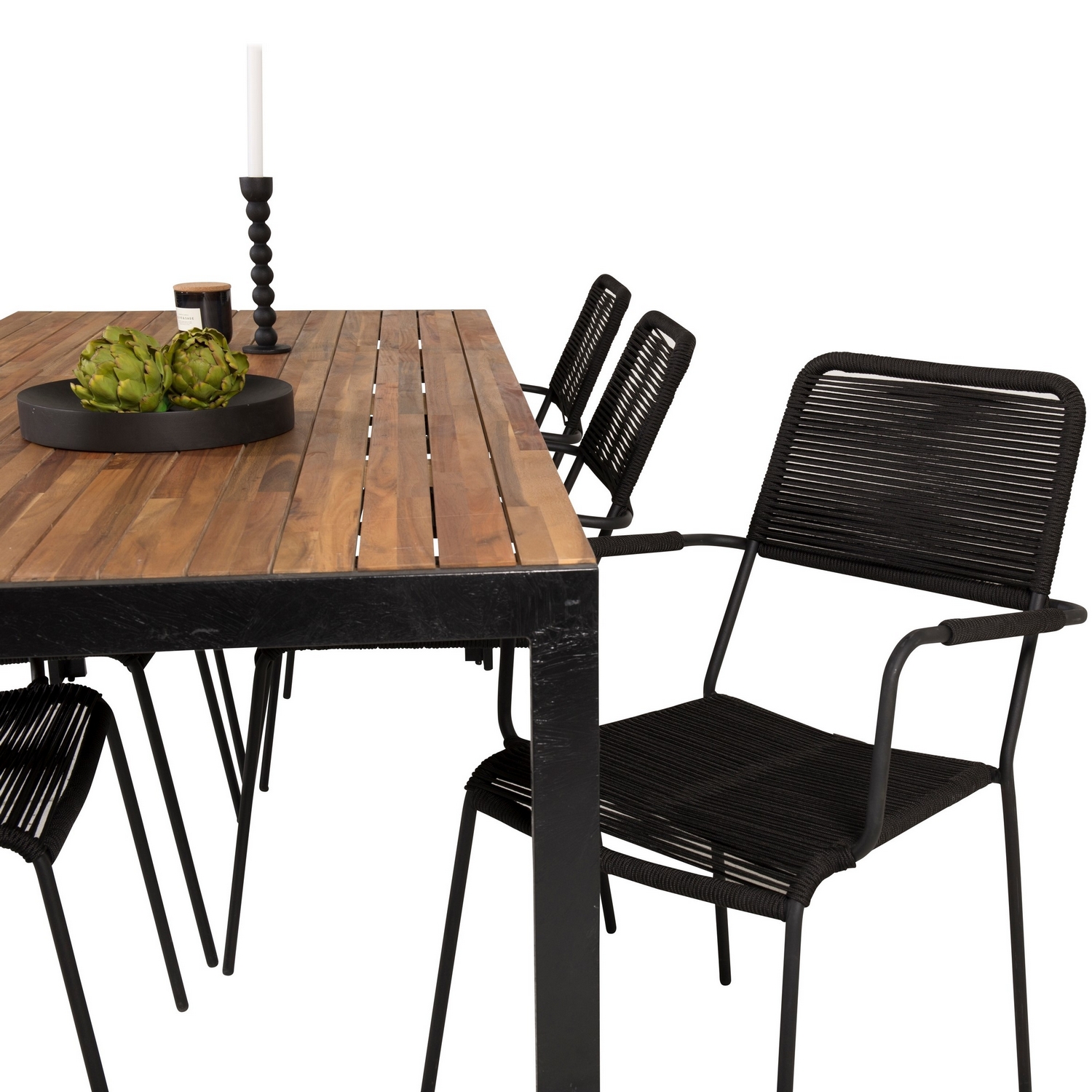 Bois Dining table 200*100cm  - Black Legs / Acacia +Lindos A Trä/Svart