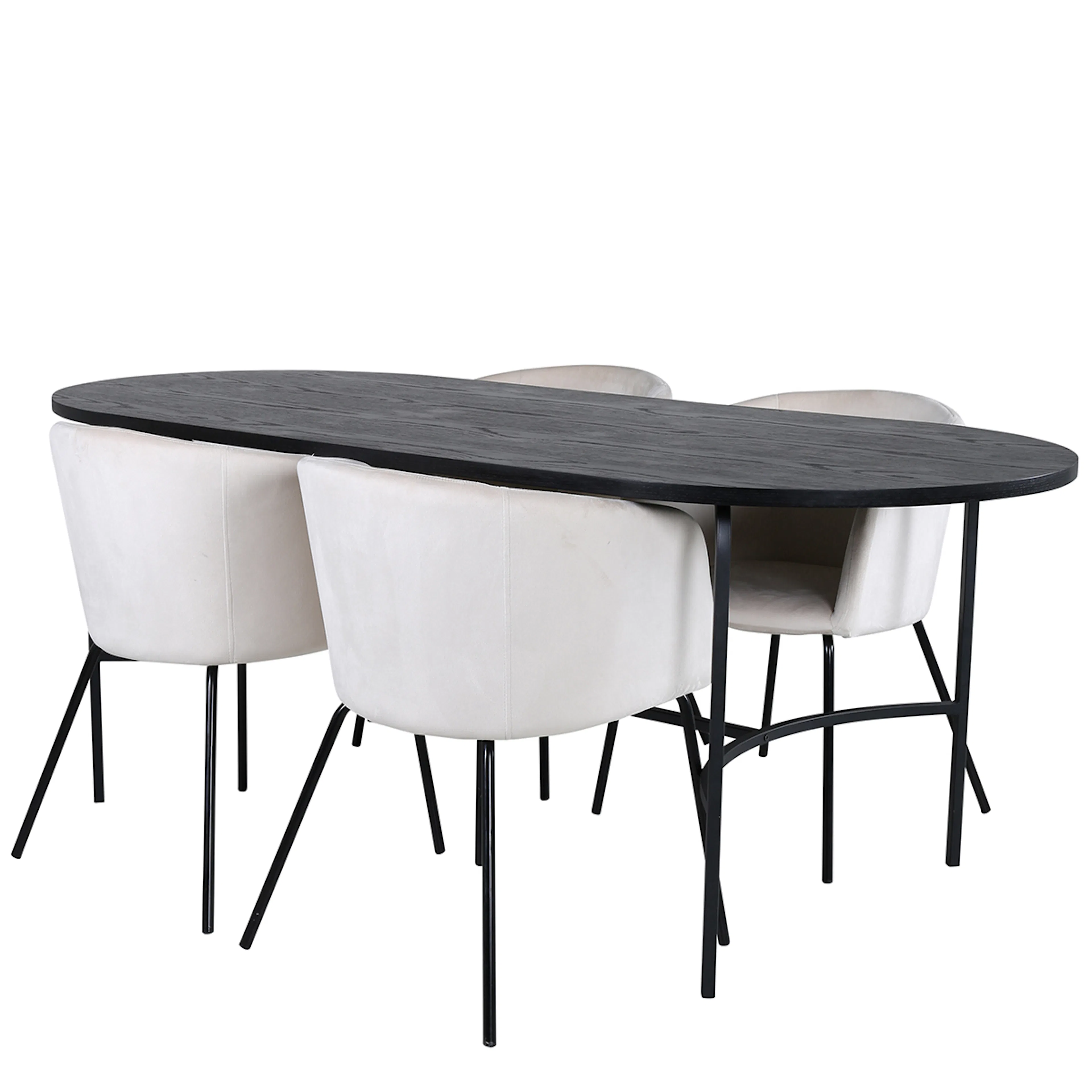 Skate Oval Dining Table  - Black / Black Veneer+Berit Chair Färg Beige