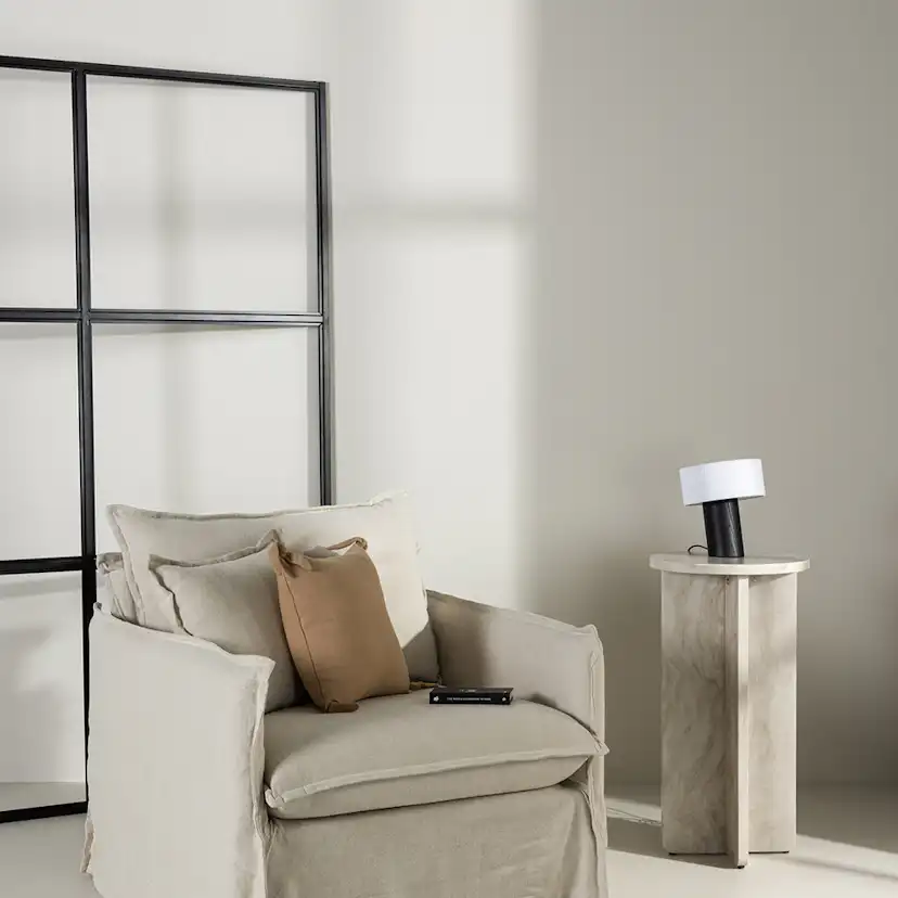 Nova 1-seat - Wood / Beige Linen Beige