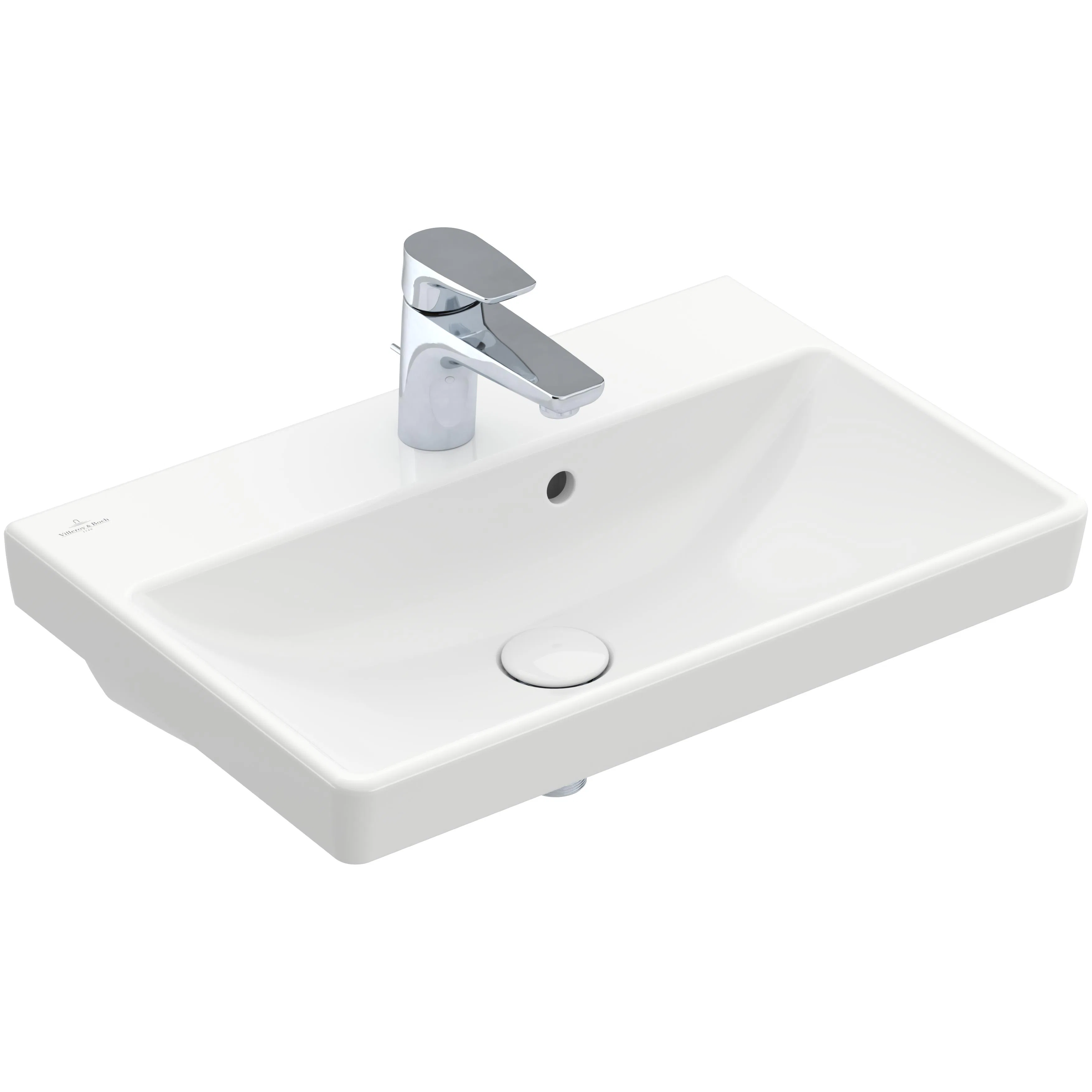 Tvättställ villeroy & Boch Avento 4A0055R1 Vit Alpin CeramicPlus, Med Bräddavlopp, för Enhålsblandare