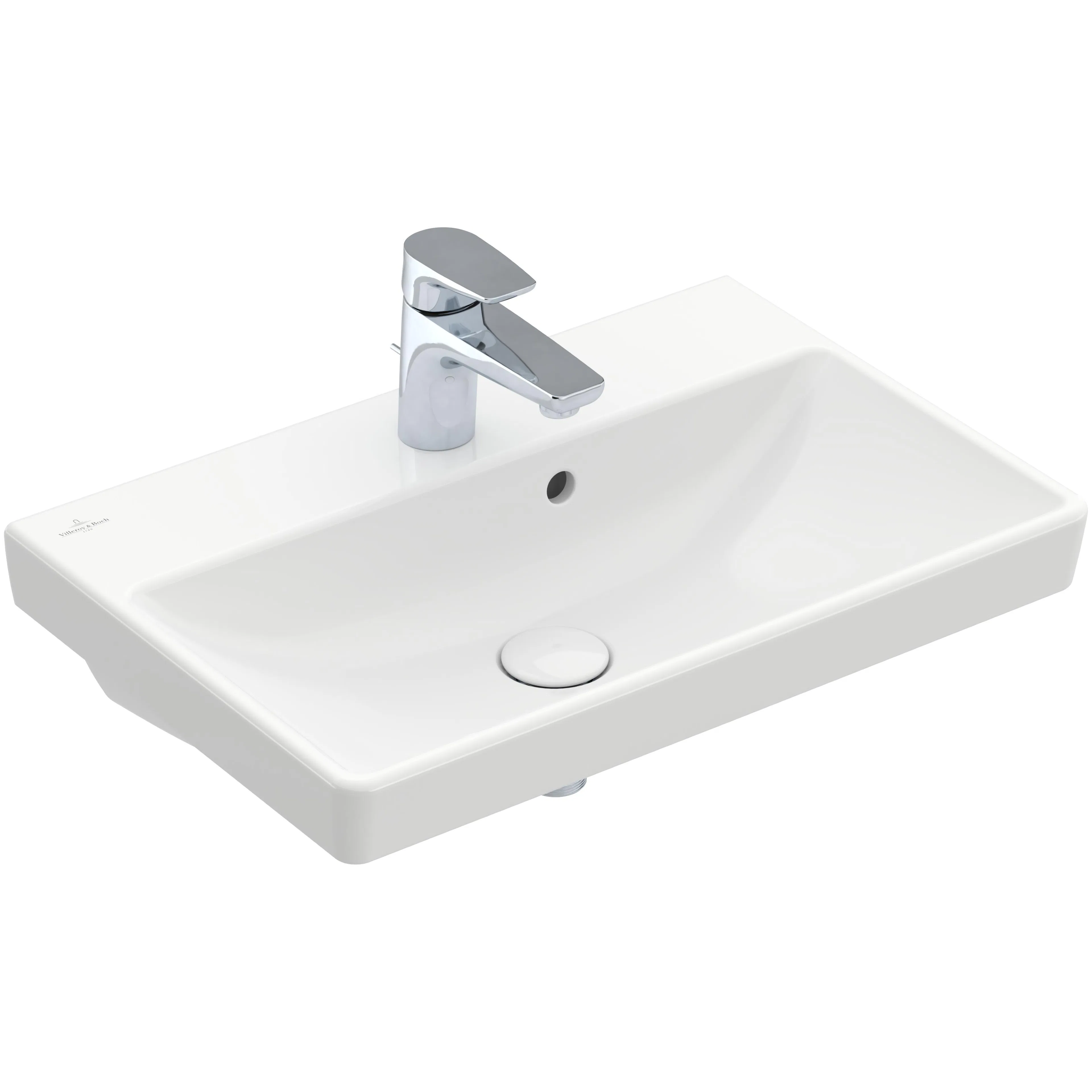 Tvättställ villeroy & Boch Avento 4A0055R1 Vit Alpin CeramicPlus, Med Bräddavlopp, för Enhålsblandare
