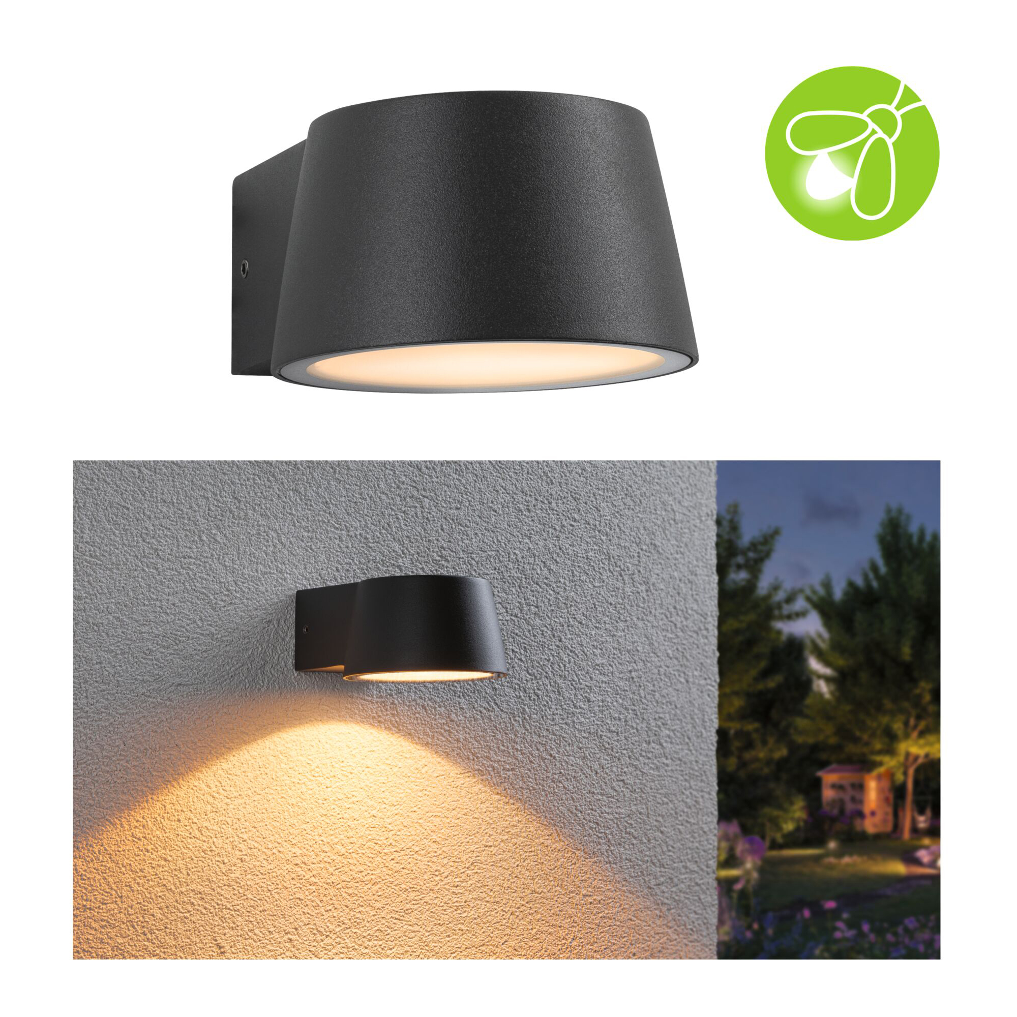 Fasadbelysning LED Paulmann Capea IP44 230V Design: utan Skymningsstyrd Rörelsedetektor, Ljus: Gold Light (insektsvänlig)