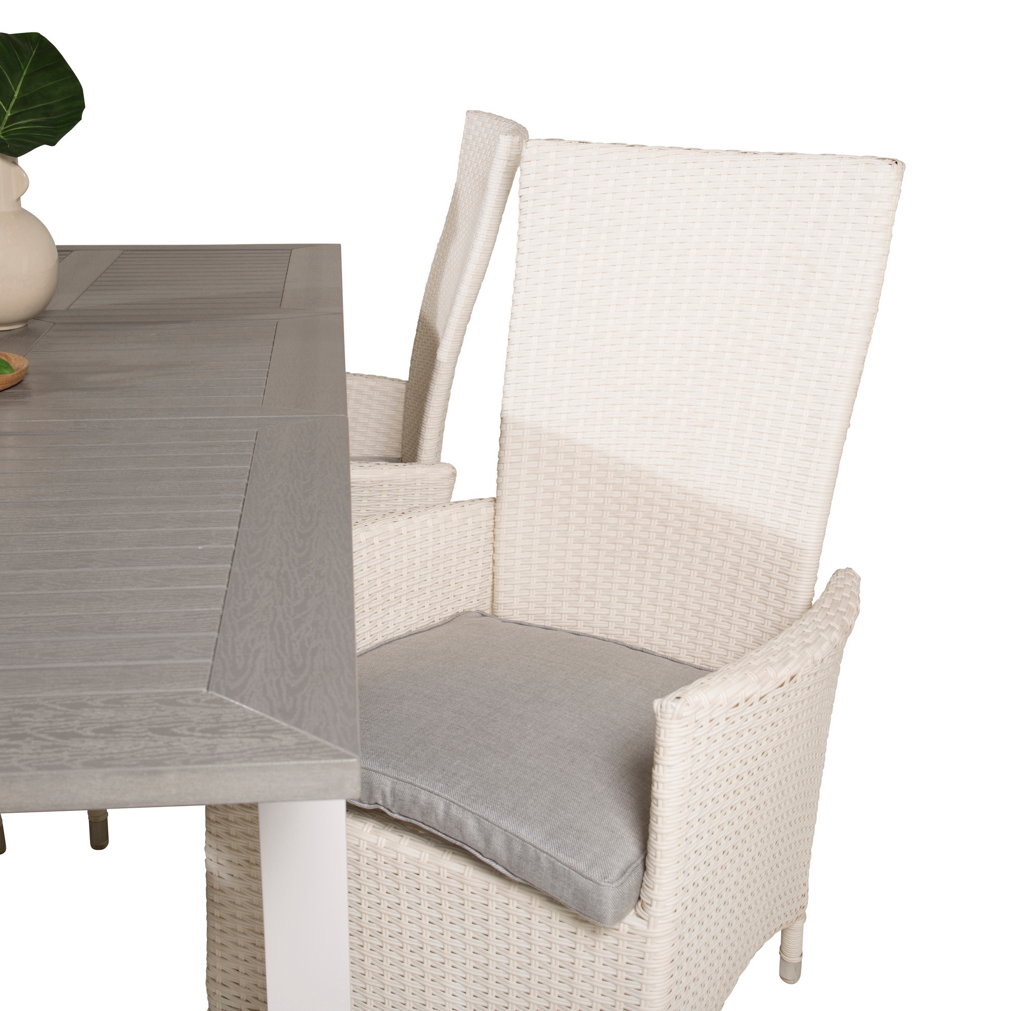 Albany Dining Table 152/210*90 - White Alu / Grey Aintwood+P Vit/Grå