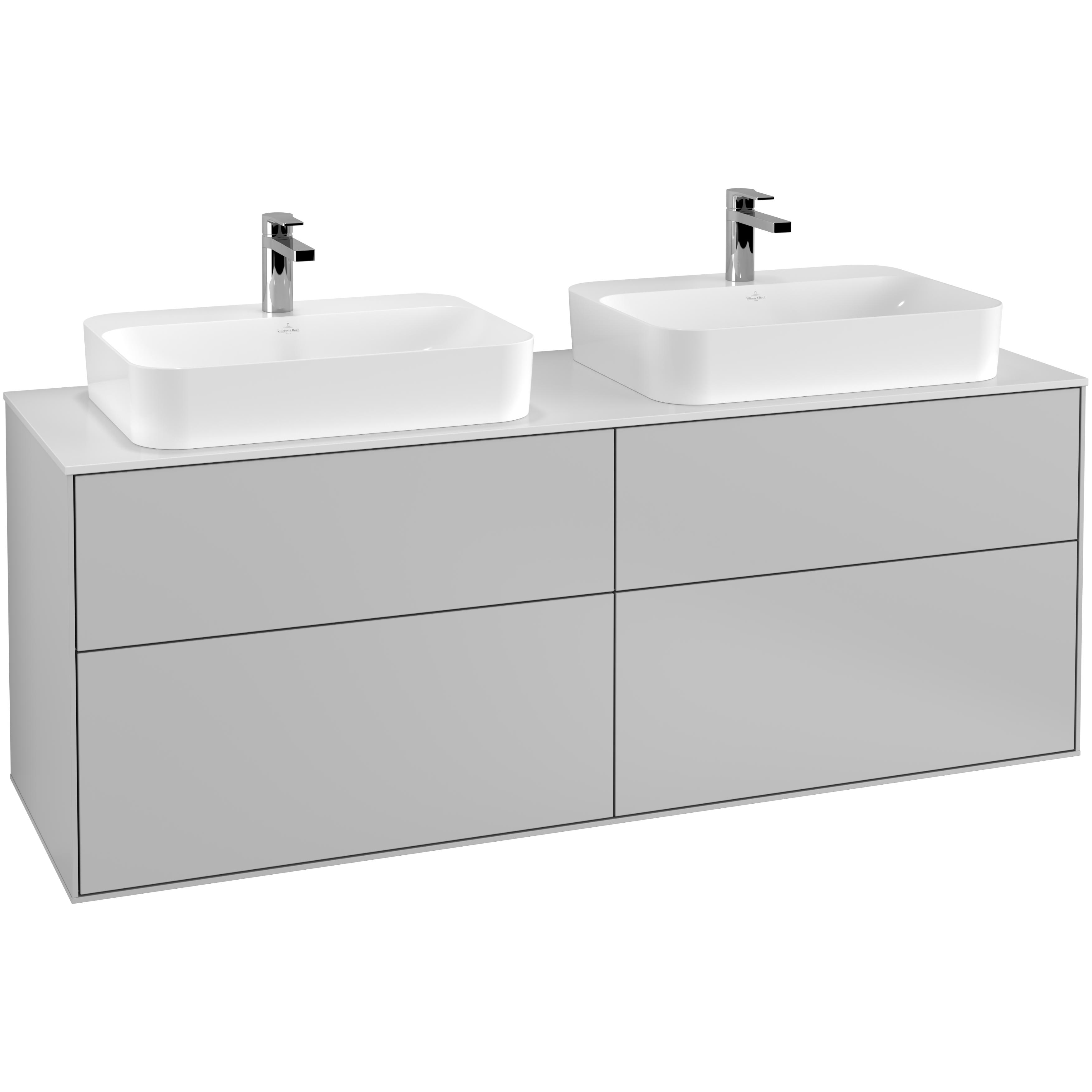 Tvättställsskåp Villeroy & Boch Finion med 4 Lådor och Bänkskiva för Två Ytmonterade Tvättställ