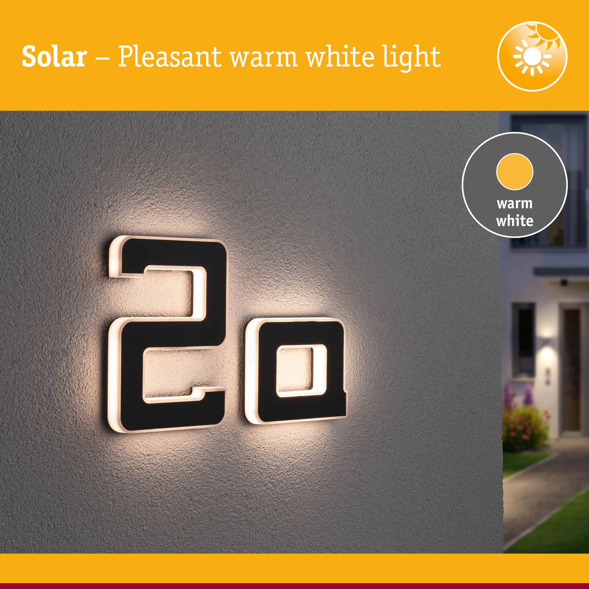 Fasadbelysning Solcell LED Paulmann Husnummer A-D med belysning inkl. utbytbart batteri IP44 Design: A
