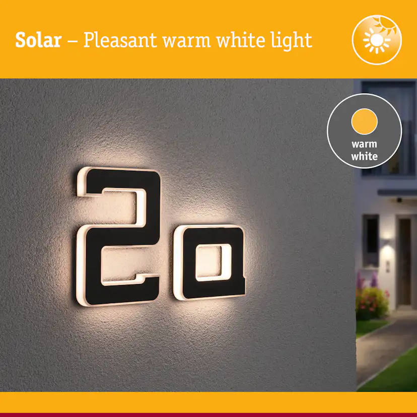 Fasadbelysning Solcell LED Paulmann Husnummer A-D med belysning inkl. utbytbart batteri IP44 Design: A