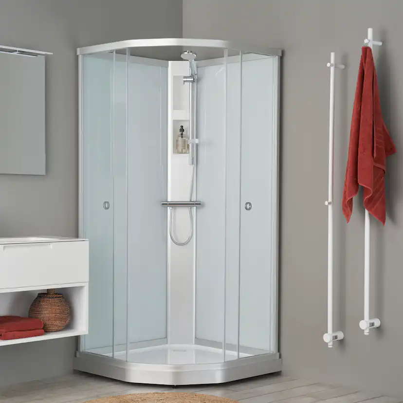 Flow kabin Semi Inklut Bland 91x91 Svart Klar 910x910 mm, Svart Profil, Klarglas