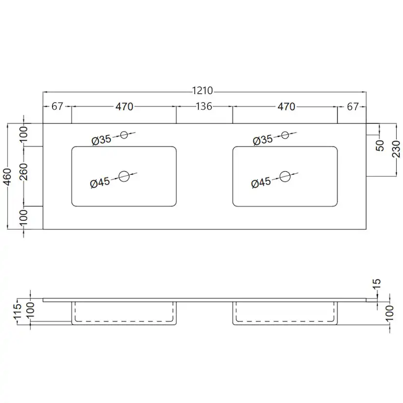 Tvättställ Tenfors Alpin XL Solid Surface 120 cm