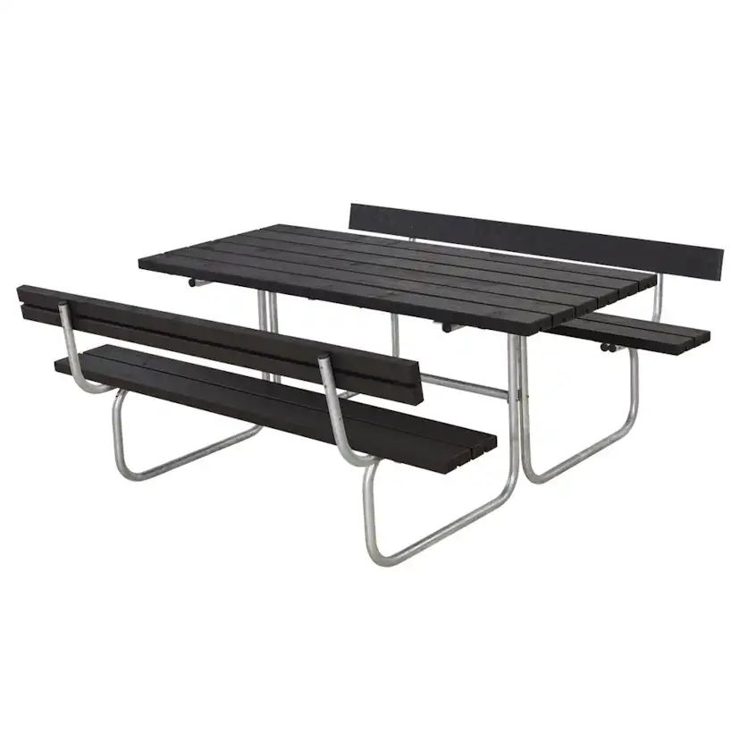 Classic Bord-bænkesæt m/ 2 ryglæn B:177 L:177 H:75 cm BxLxH: 1770x1770x750 mm, Ryggstöd på båda bänkarna