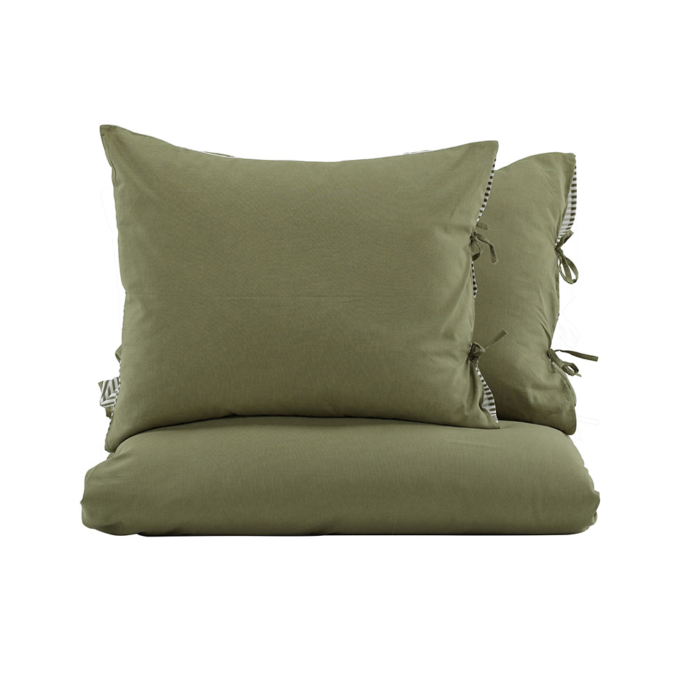 Jenna Bed Set Linen Cotton Green 240x220 cm Färg: Mörkgrön, Mått: 240x220 cm