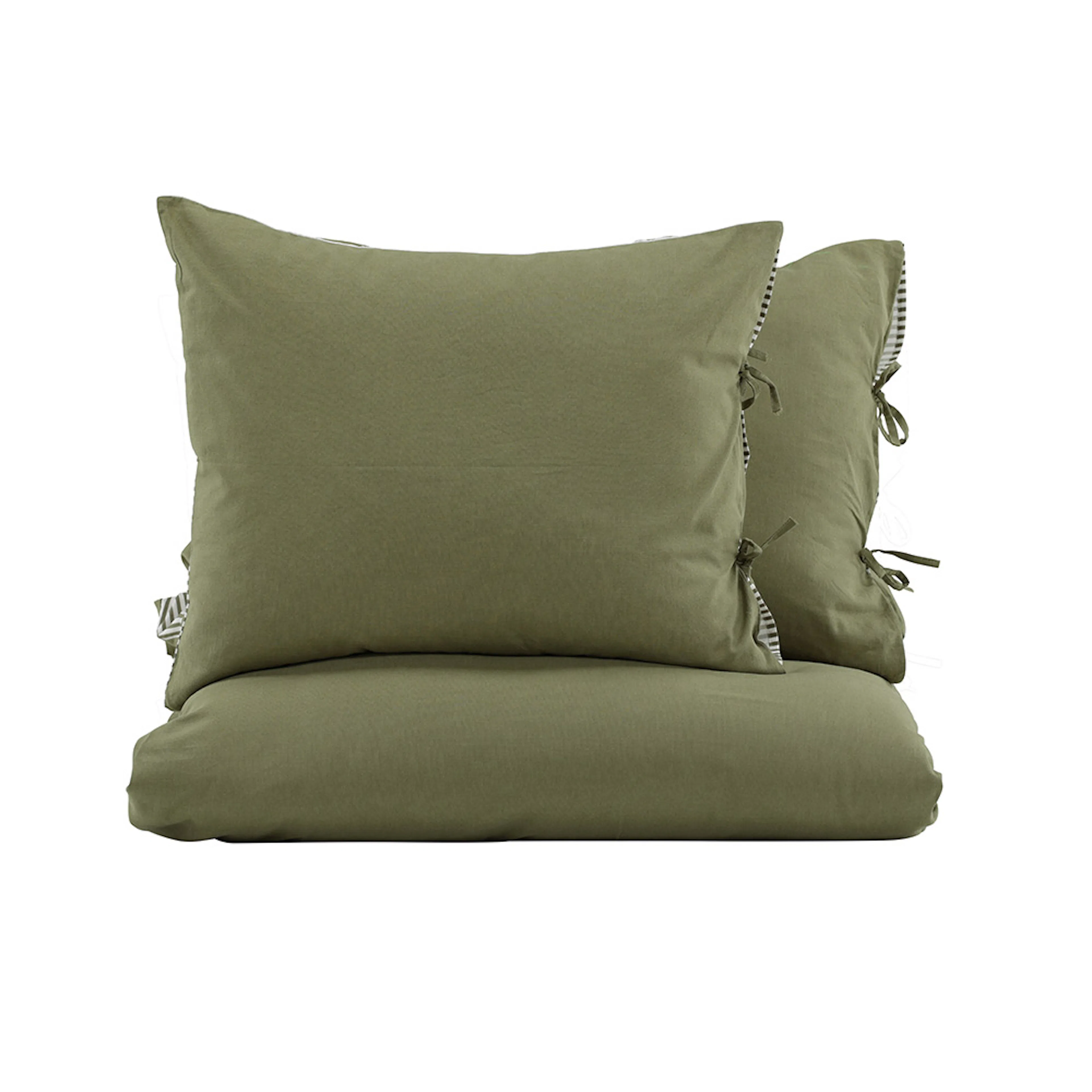 Jenna Bed Set Linen Cotton Green 240x220 cm Färg: Mörkgrön, Mått: 240x220 cm