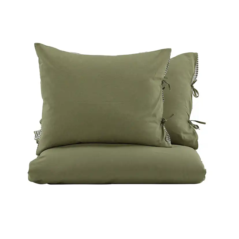 Jenna Bed Set Linen Cotton Green 240x220 cm Färg: Mörkgrön, Mått: 240x220 cm
