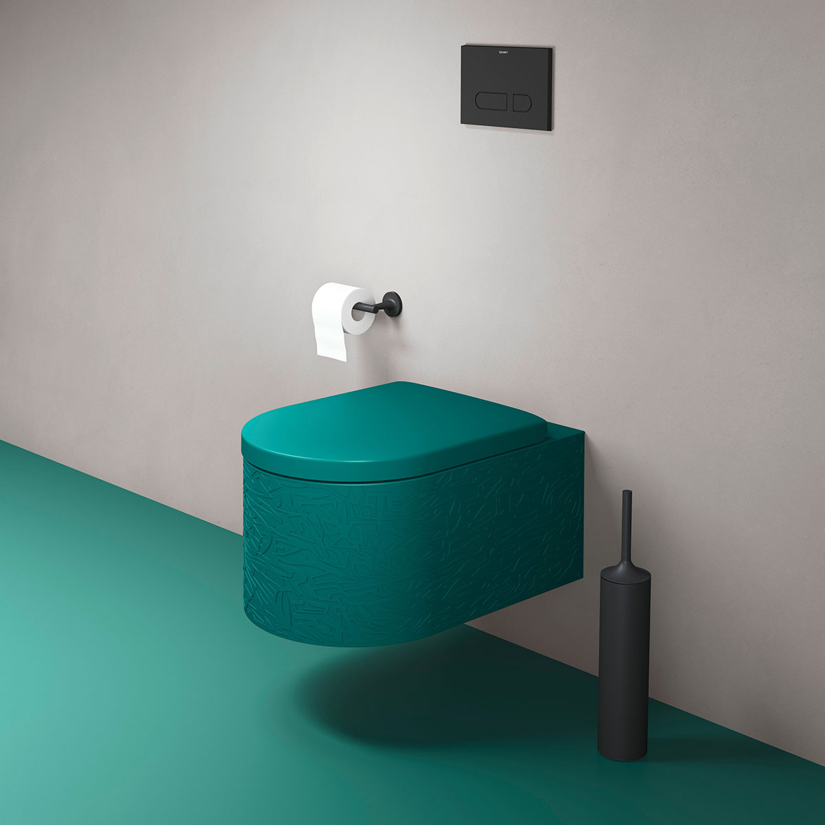 WC vägg, Ytterfärg Grönblå Matt 570 mm Grönblå