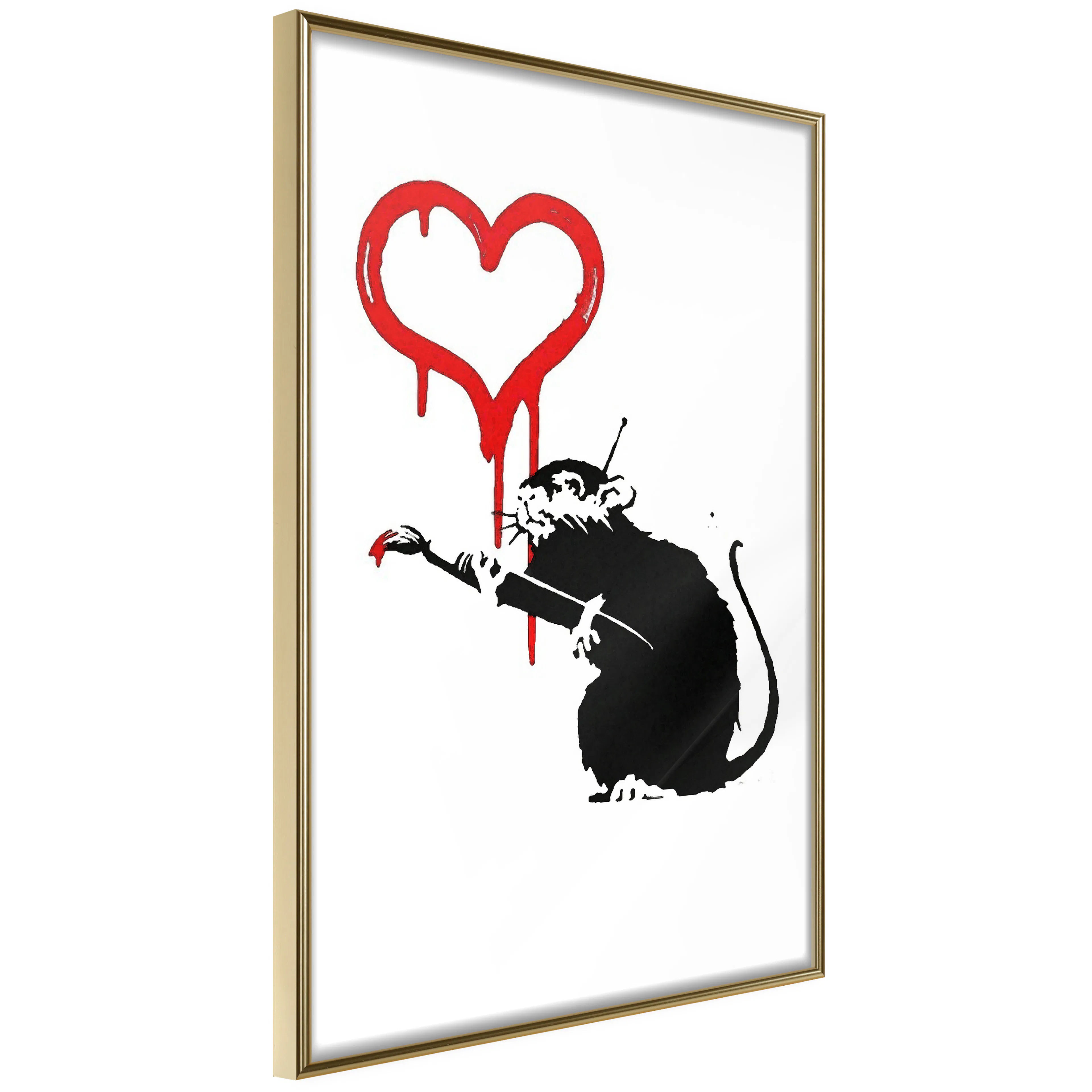 Affisch - Love Rat [Poster] 40x60 Guld ram, 40x60 cm