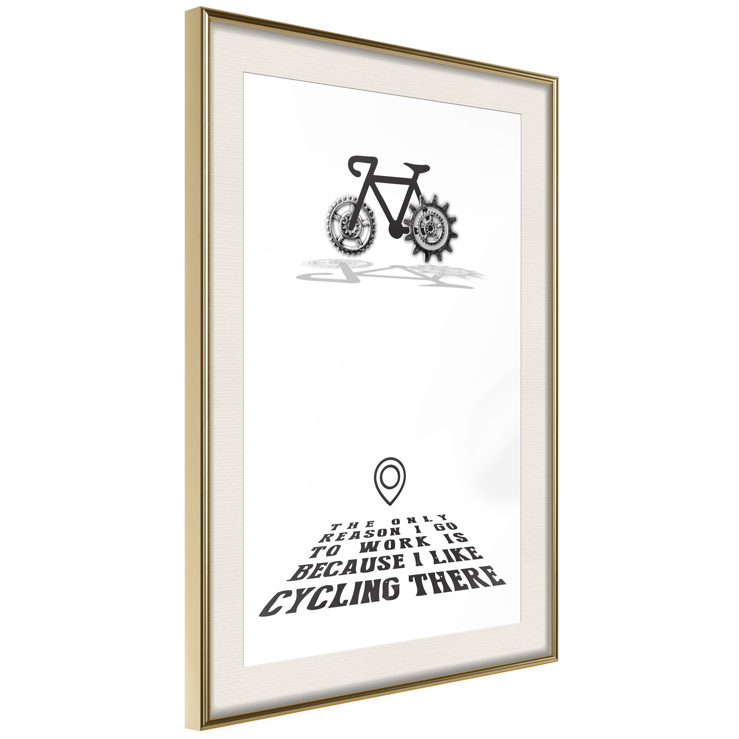 Affisch - I like Cycling [Poster] 30x45 Guld ram med passepartout, 30x45 cm