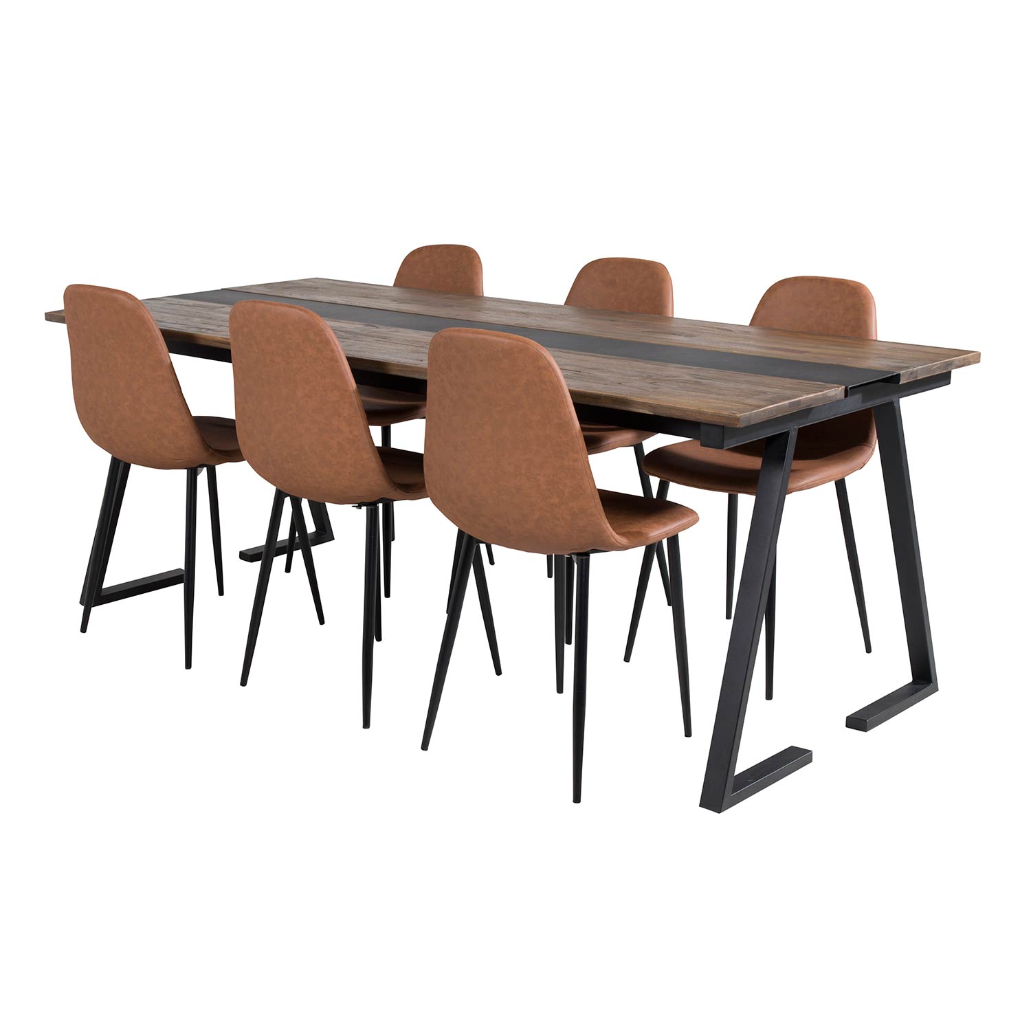 Matgrupp Venture Home Jane med 6 Pobbie Stolar Konstläder