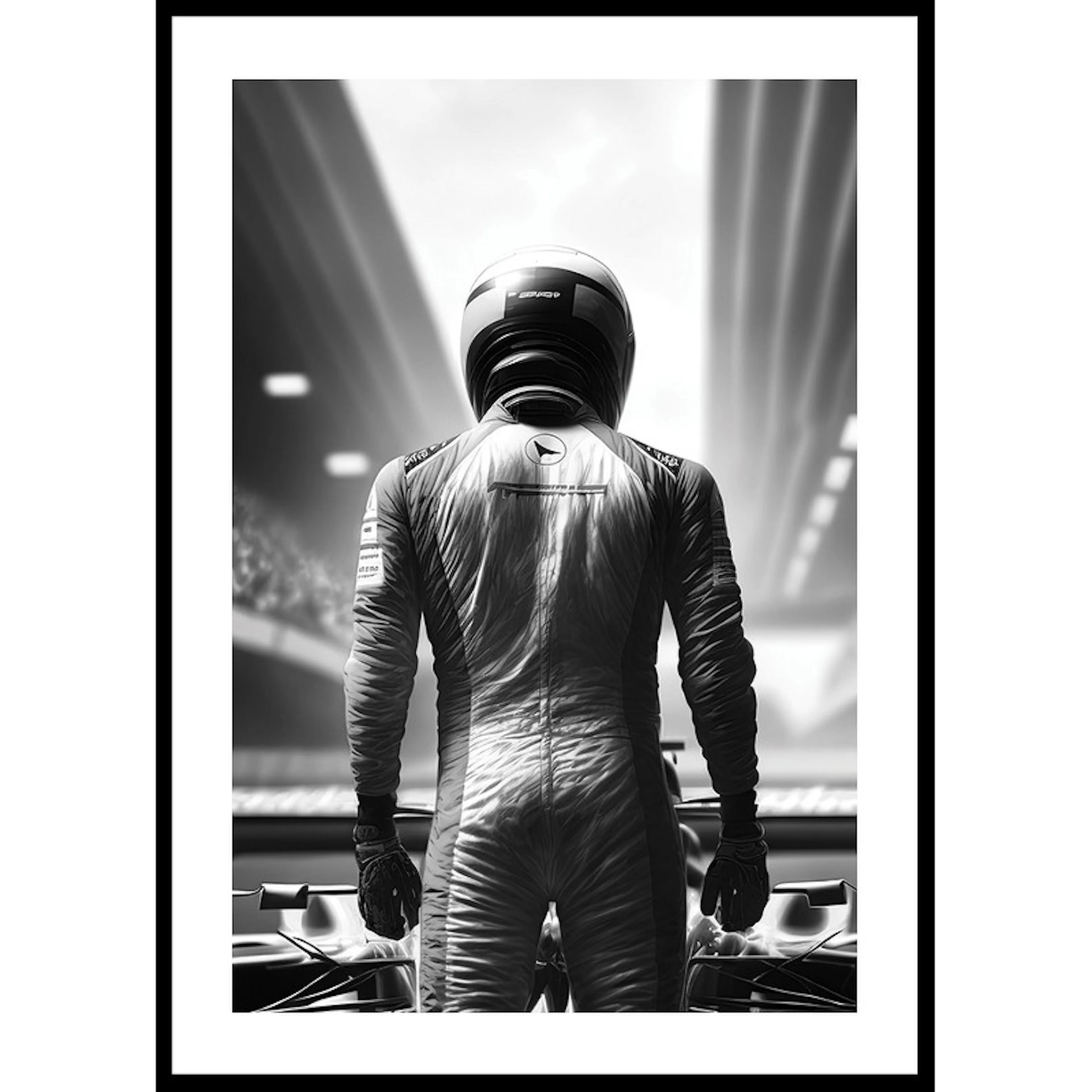 Poster Gallerix Race Car Driver B&W
