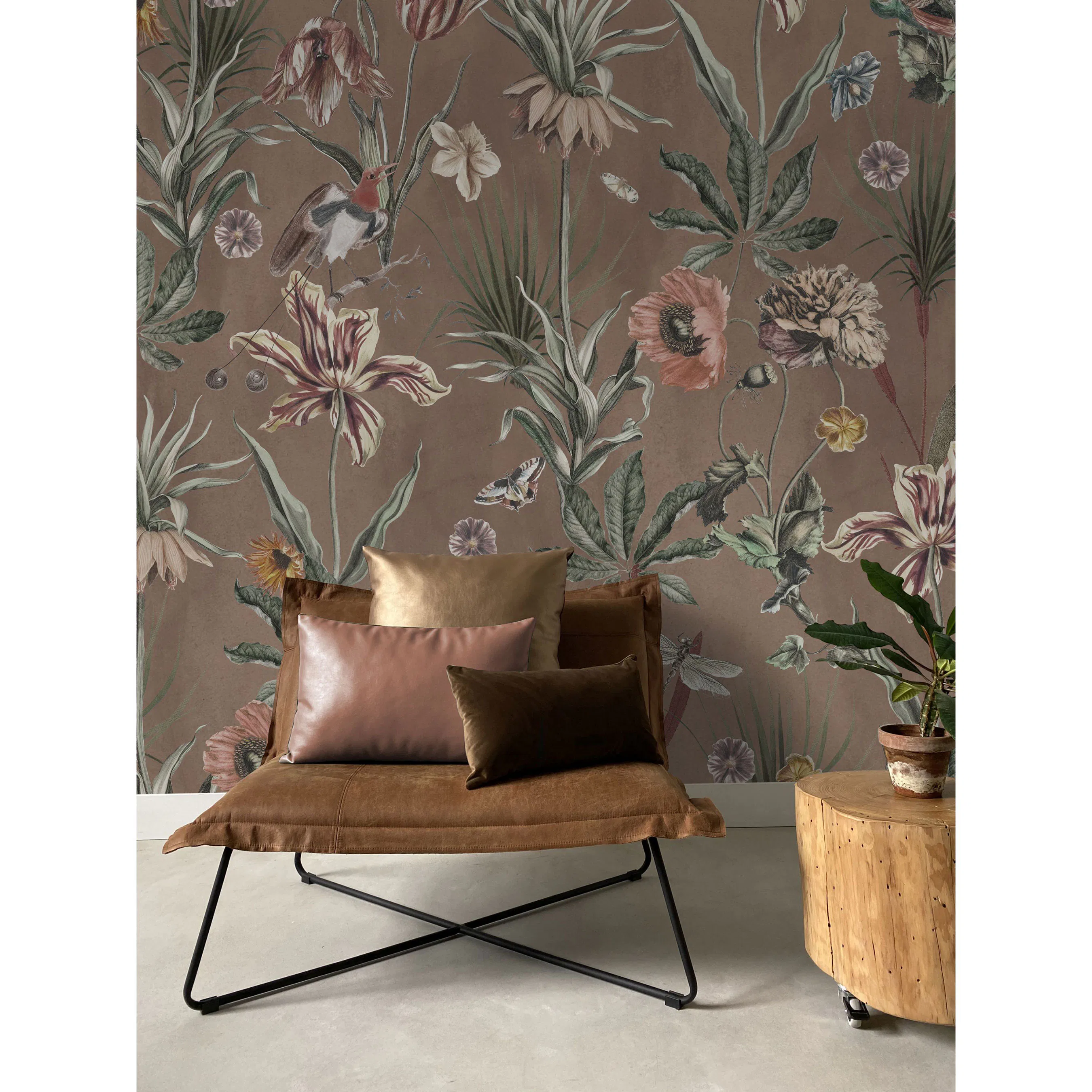 Stapelgoed/Fototapet/Non-woven/Blommor/Flerfärgad/2,8mx300cm Brun/Grön