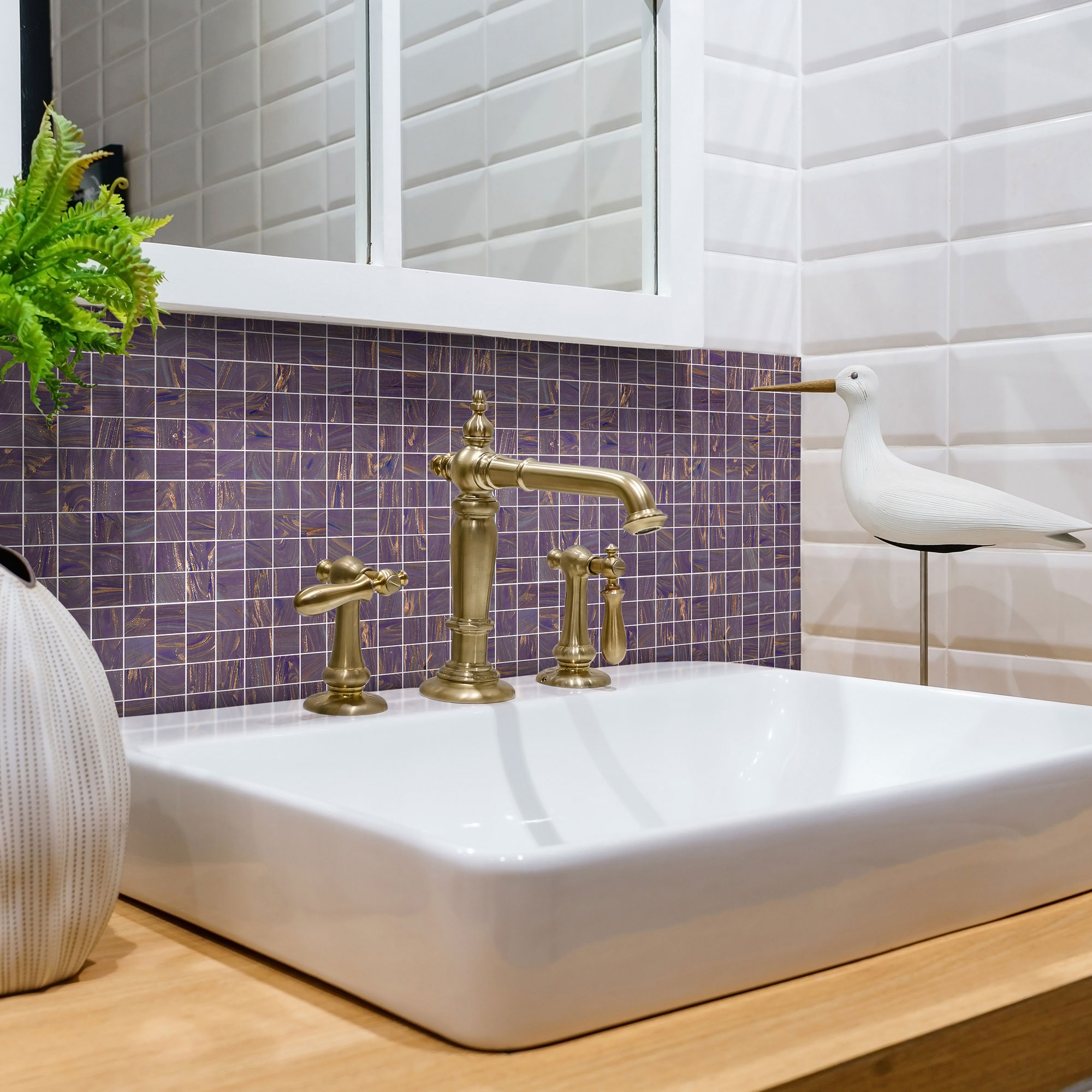 Glasmosaik Arredo Lila/Guld 2x2 cm