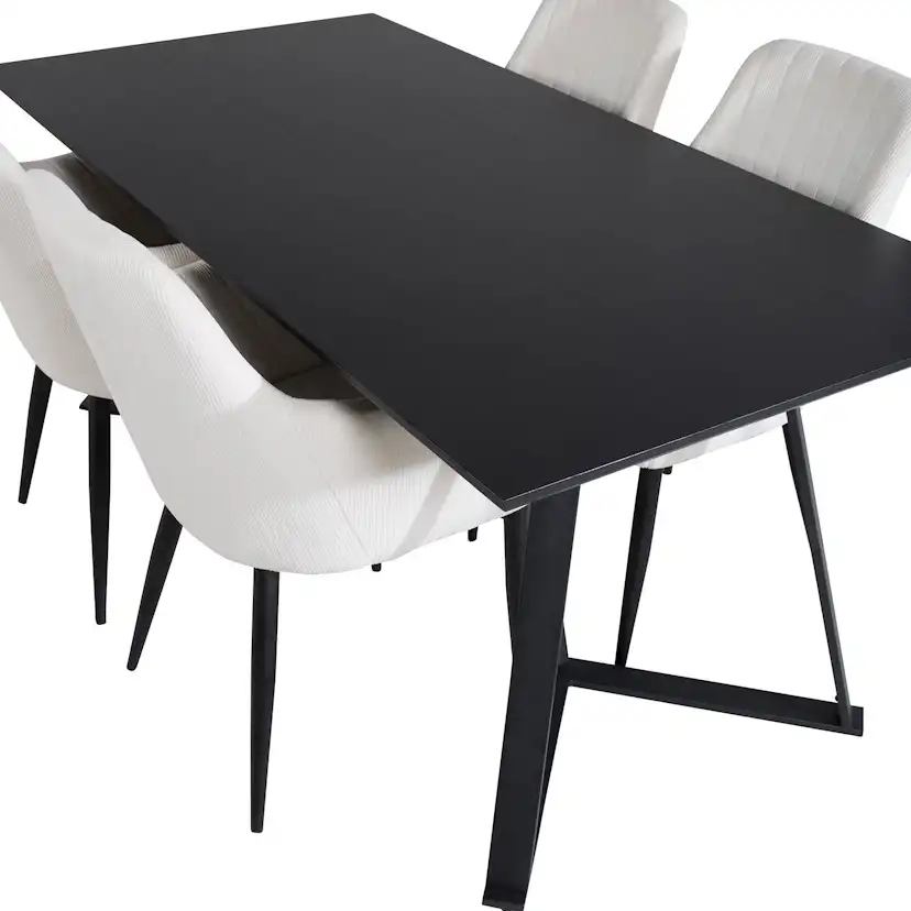 Marina Table - Black top /Comfort Chair - Beige / Black_4 Svart/Beige