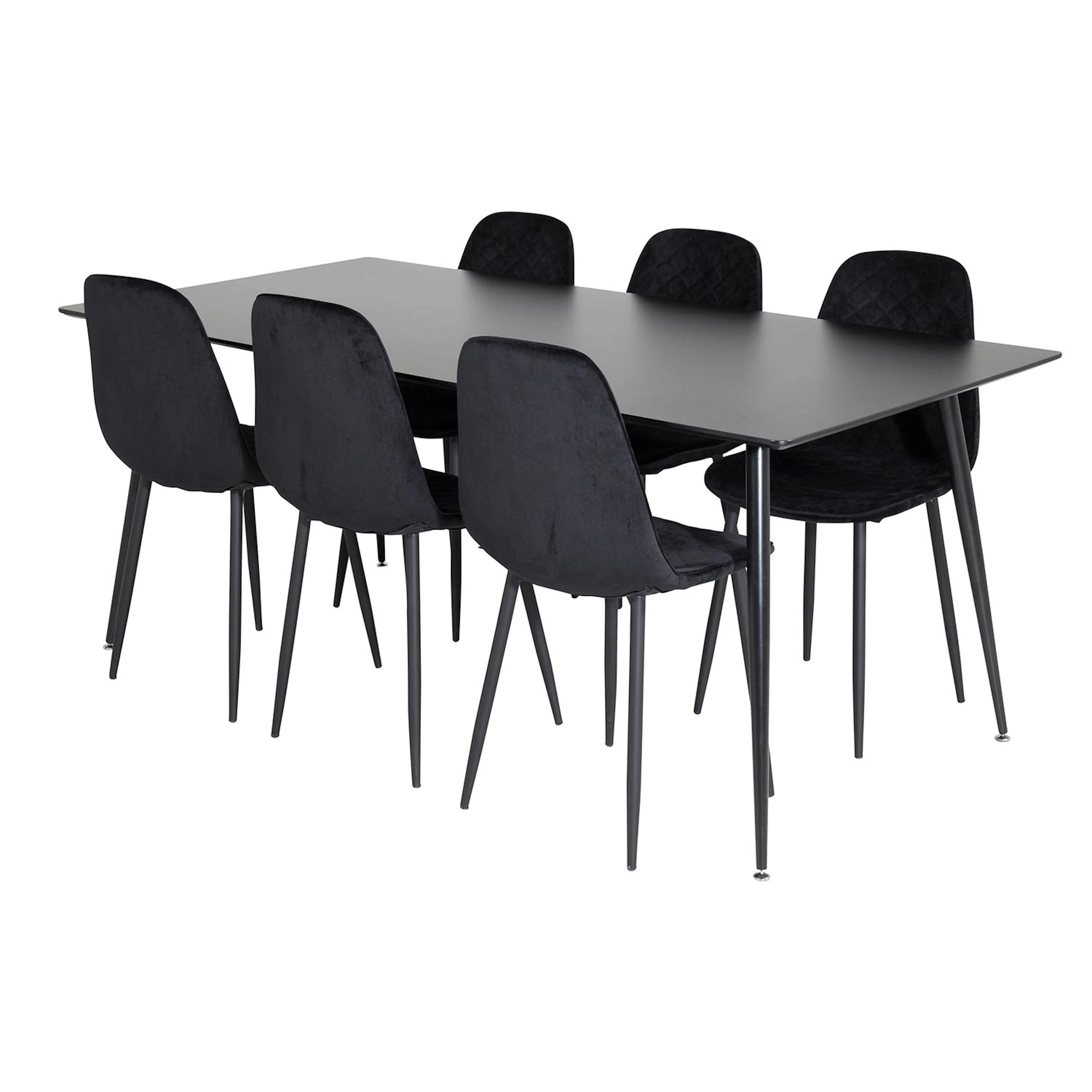Silar Table-180 cm-Black Melamine+Polar Chair-Black Velvet_6 Svart
