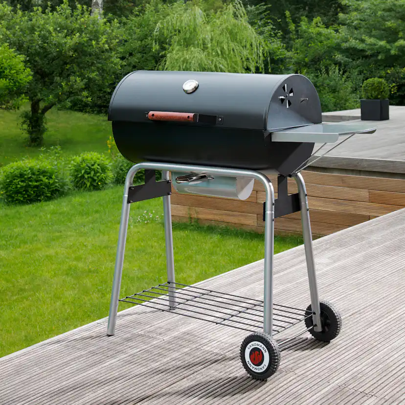 Kolgrill Landmann Black Taurus 660 Grilltunna med Justerbart Galler & Avtagbart Sidobord