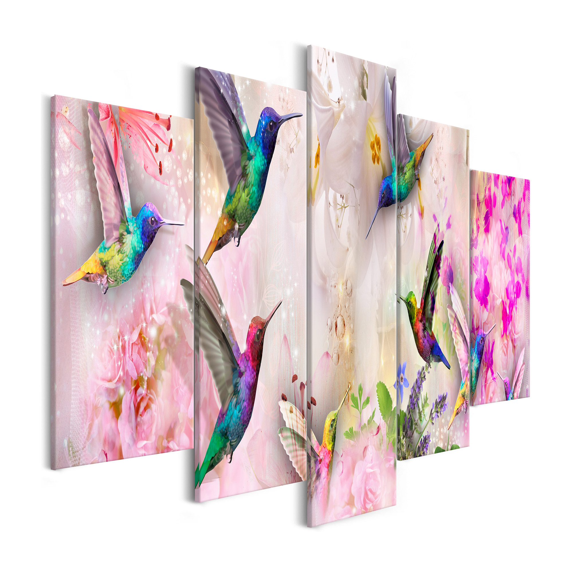 Tavla Arkiio Colourful Hummingbirds Pink 5 delar