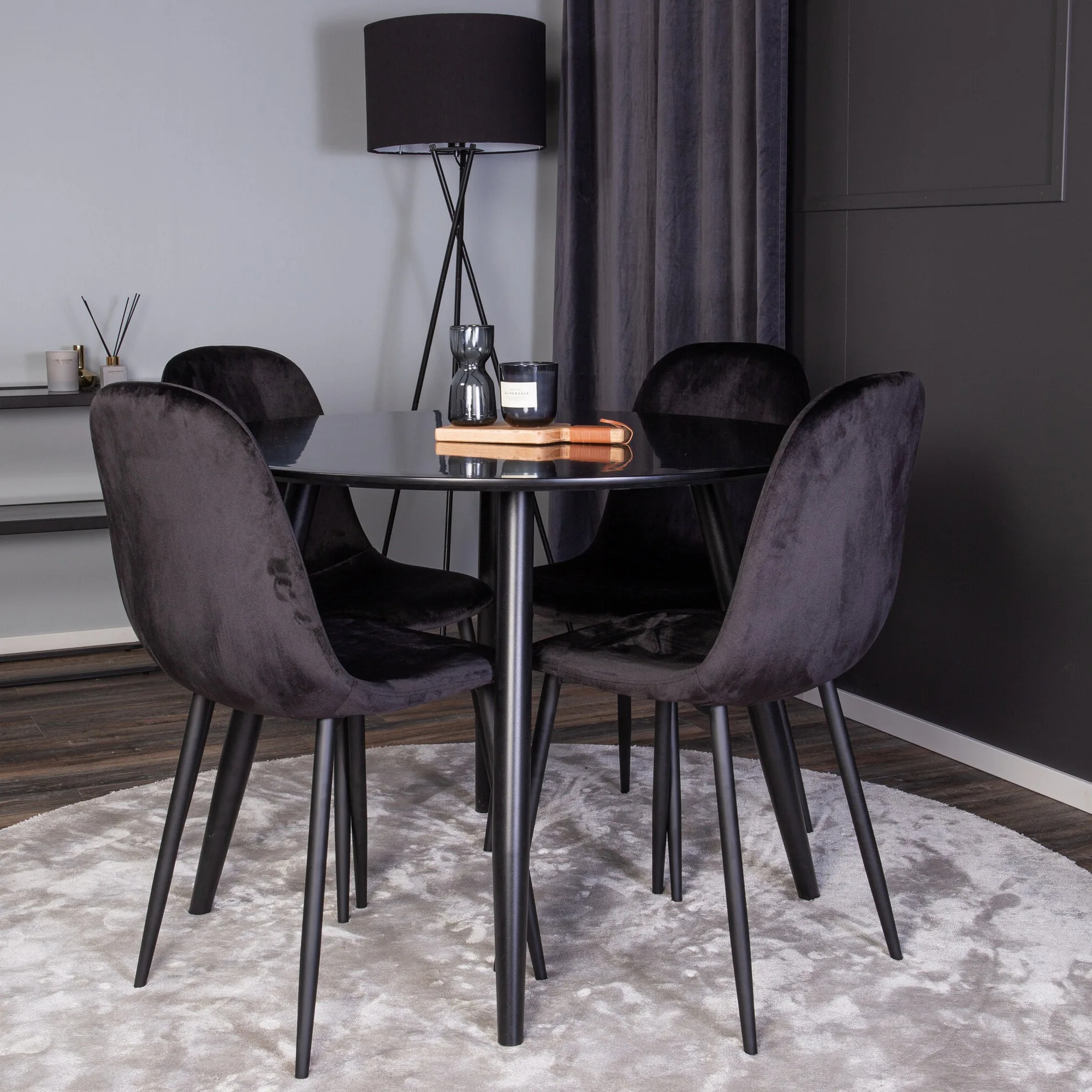 Plaza Runt Matbord - Svart / Svart - ø100*H75 +Polar Dining Svart