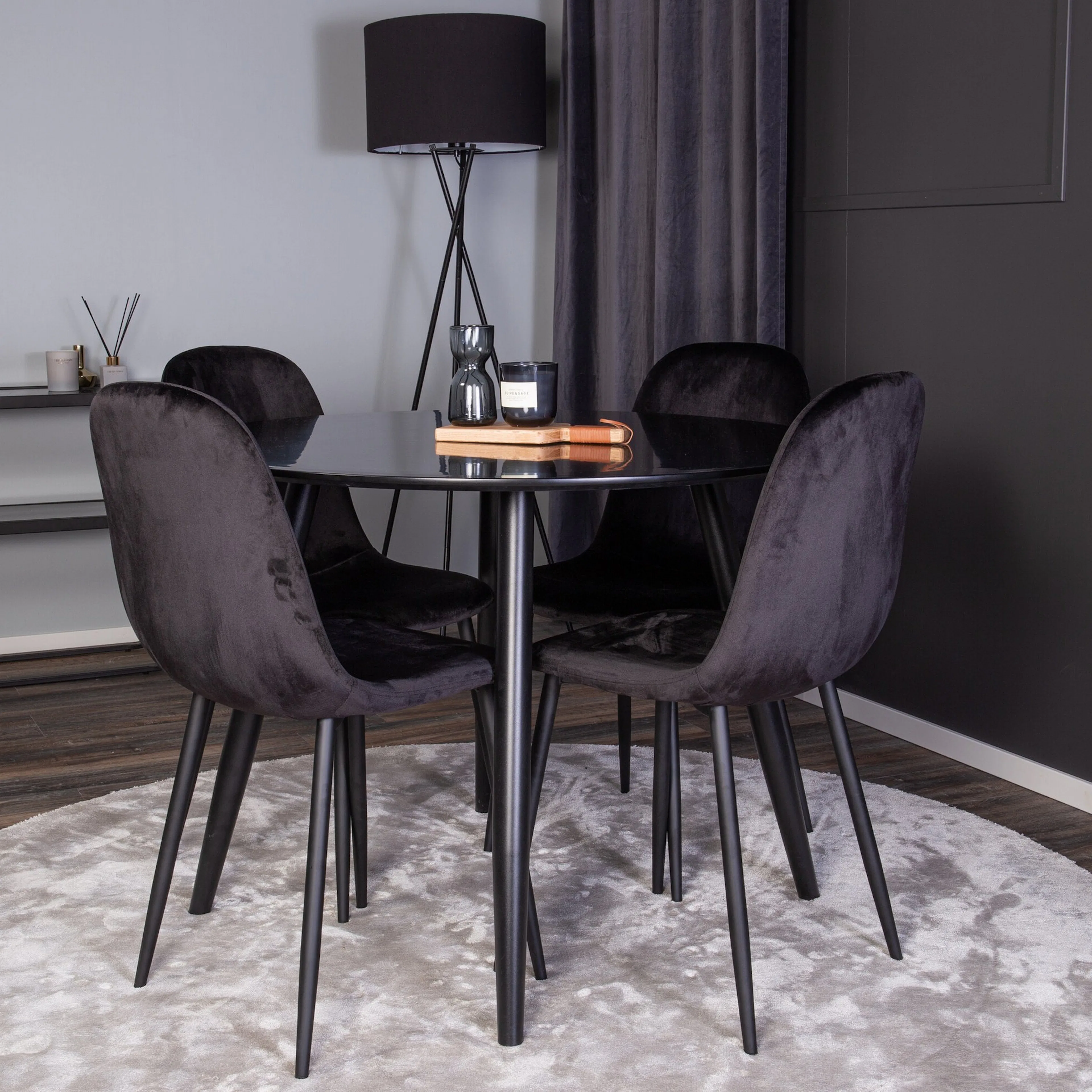 Plaza Runt Matbord - Svart / Svart - ø100*H75 +Polar Dining Svart