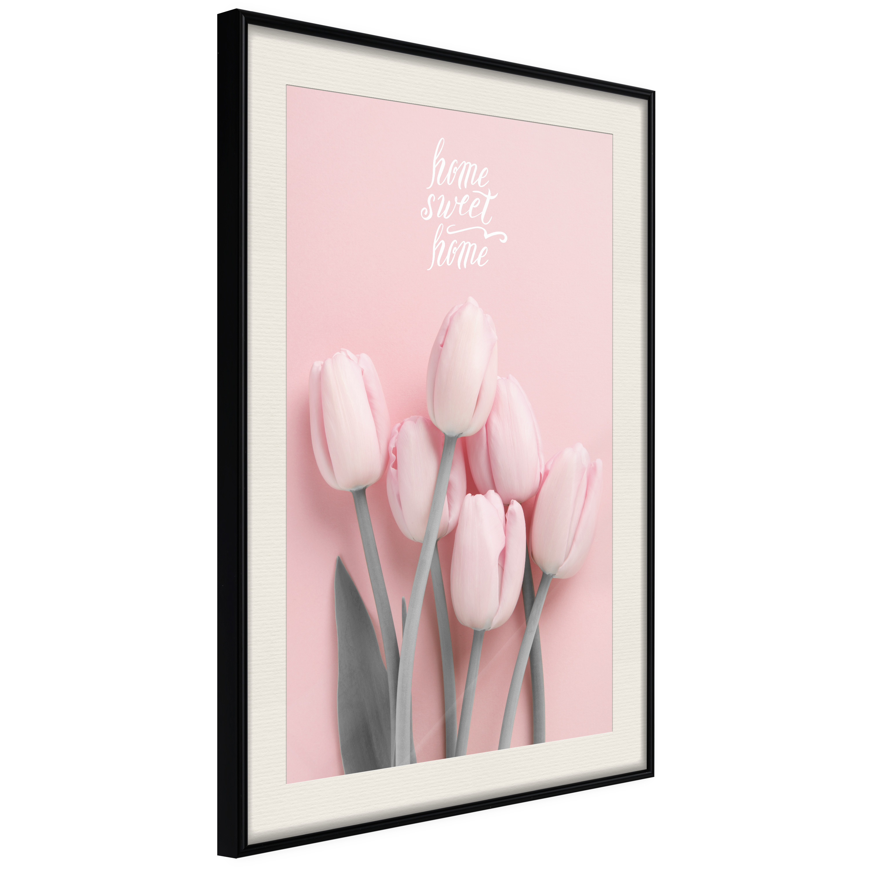 Affisch - Six Tulips [Poster] 40x60 Svart ram med passepartout, 40x60 cm