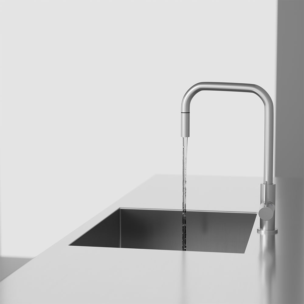 Köksblandare Scandtap Steel Accent Square med Utdragbar Pip
