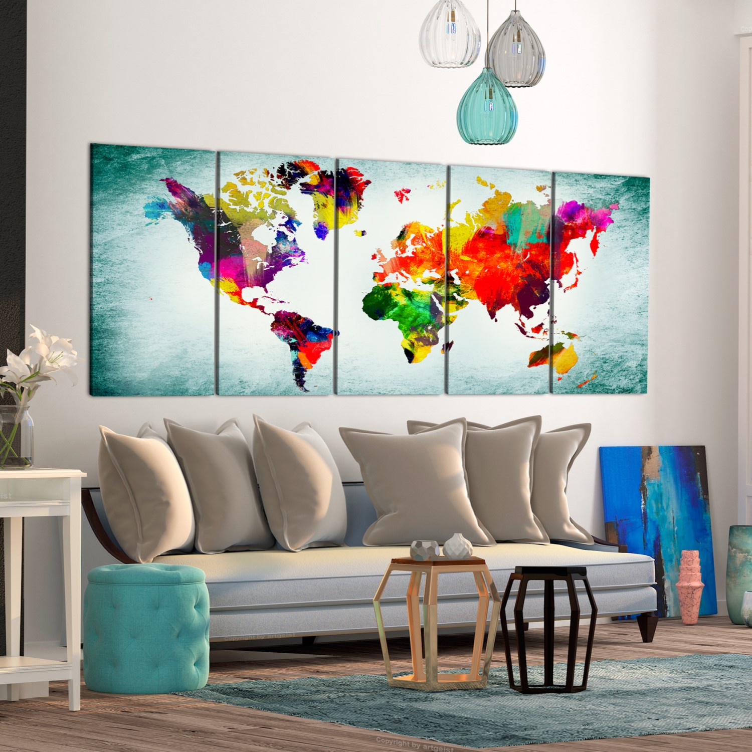 Tavla Arkiio World Map Green Vignette