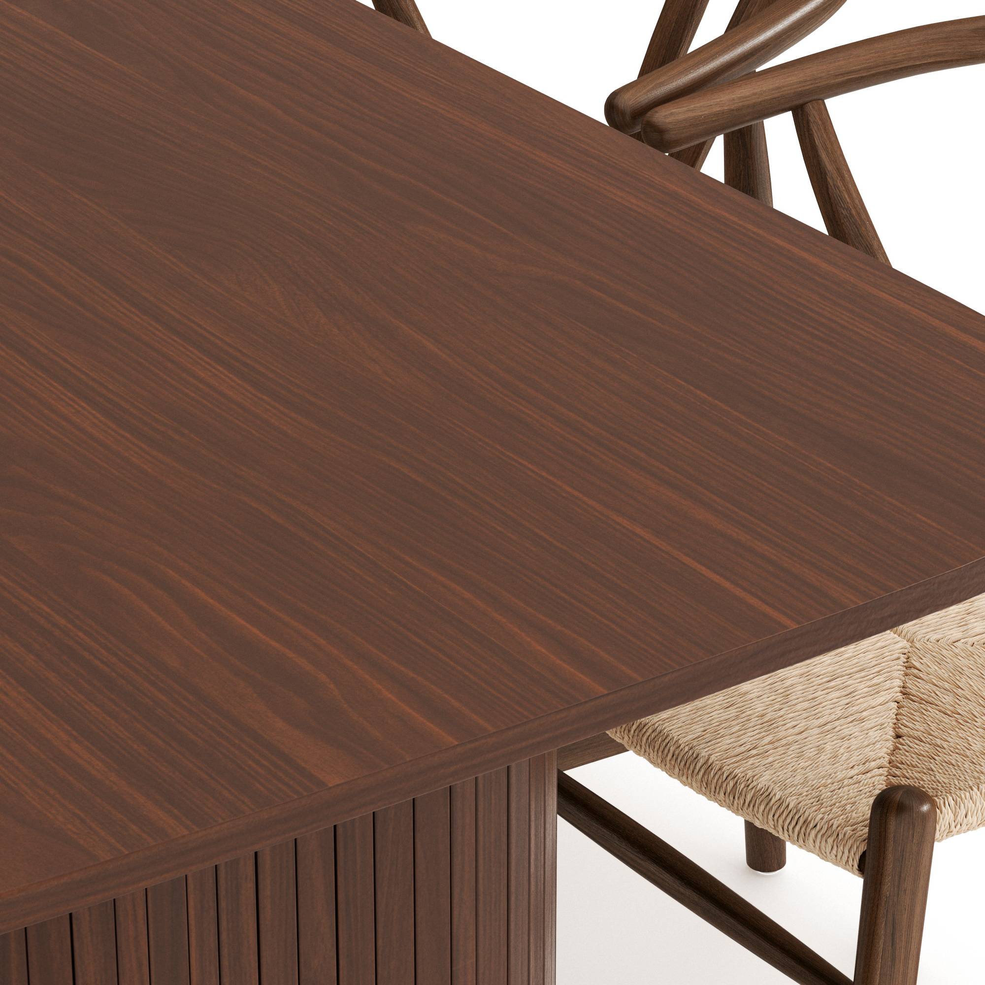 Matgrupp Bark Kopparbo Rektangulärt Matbord 200 cm med 6 Dastoori Matstol Brun