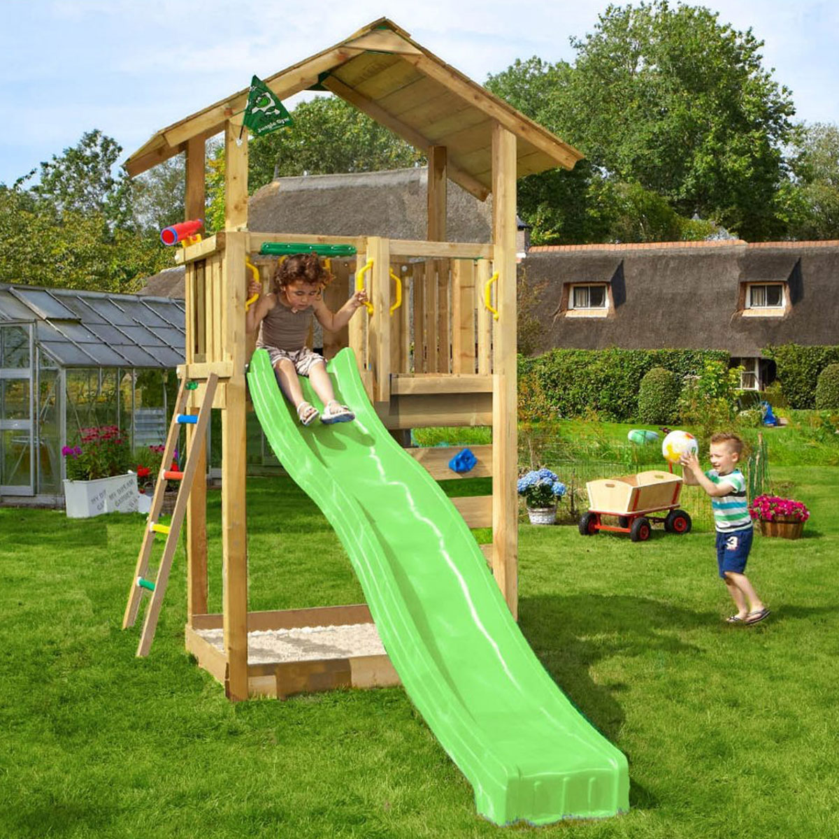 Jungle Gym Sierra lektorn komplett inkl. grön rutschkana Grön