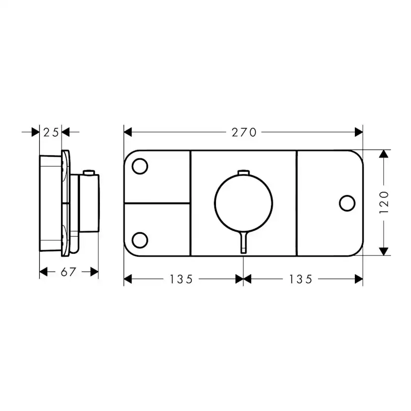 Termostatmodul Axor One för Inbyggnad