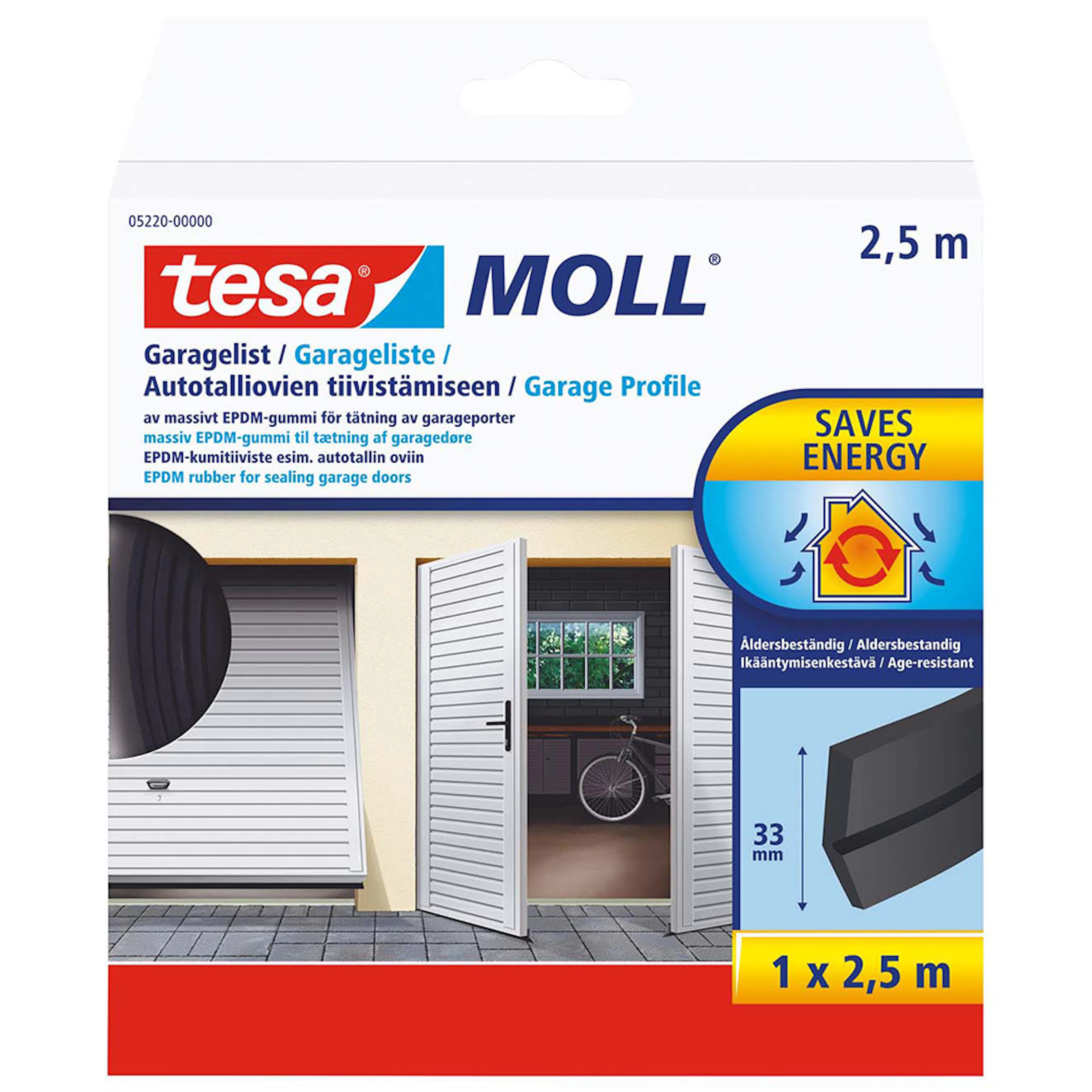 Tätningslist Tesa Garage 2,5 m Svart